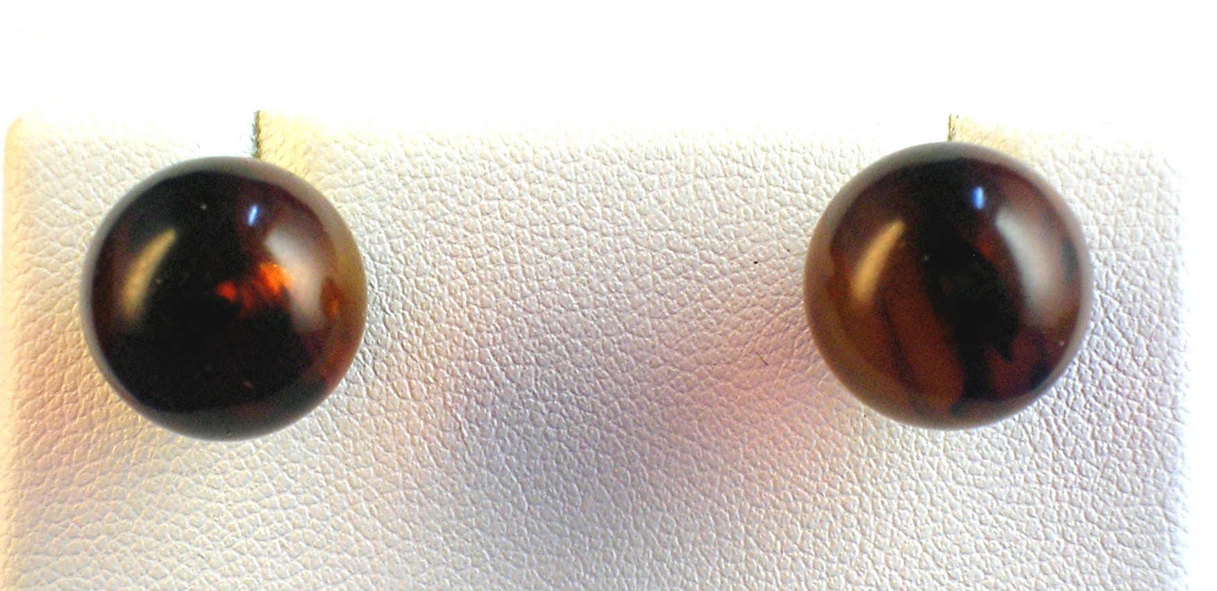 10K Yellow Gold  Amber  Post Stud  Antique Earrings