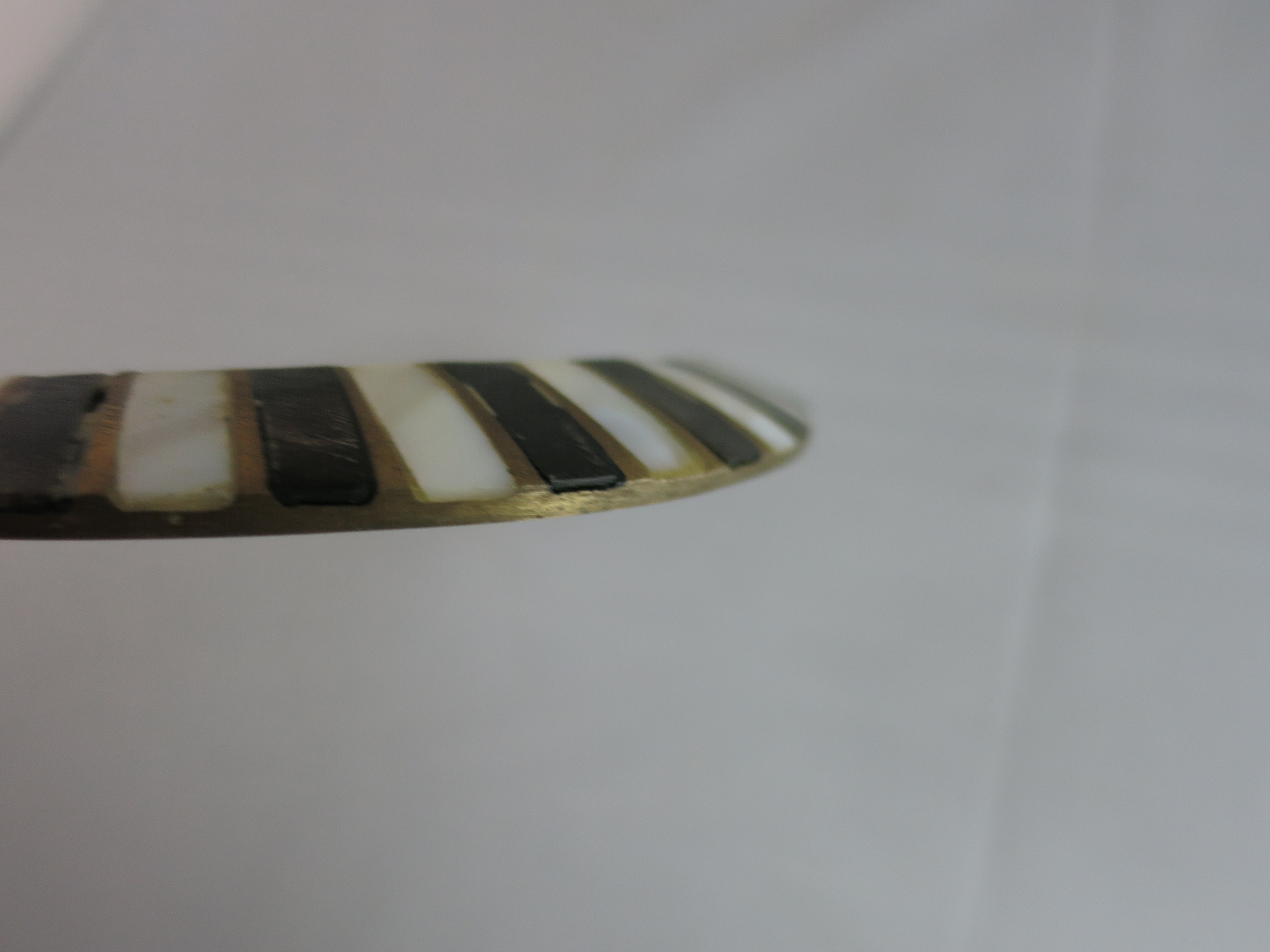 Brass Choker Necklace Mother of Pearl Onyx Inlaid India