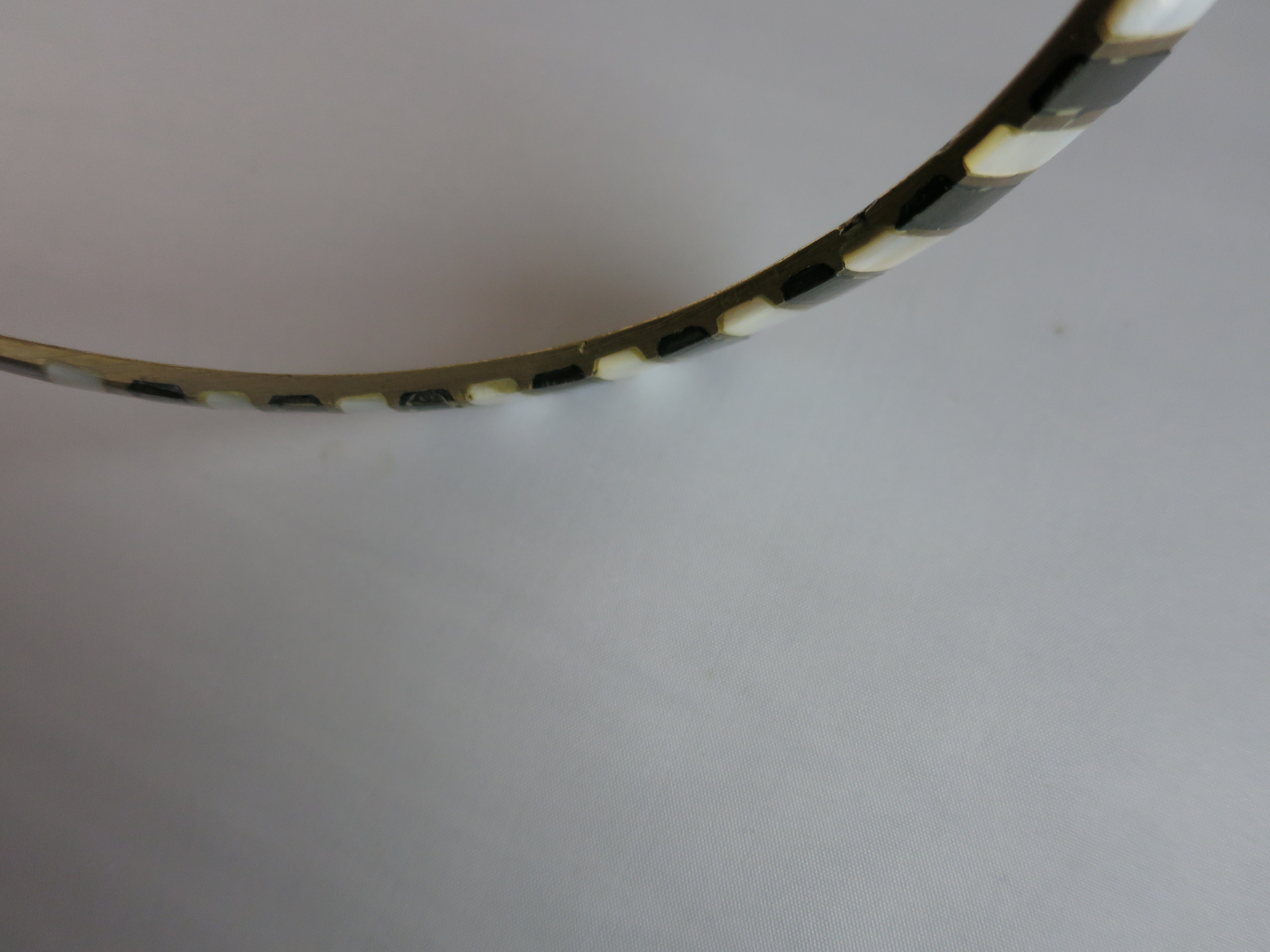 Brass Choker Necklace Mother of Pearl Onyx Inlaid India