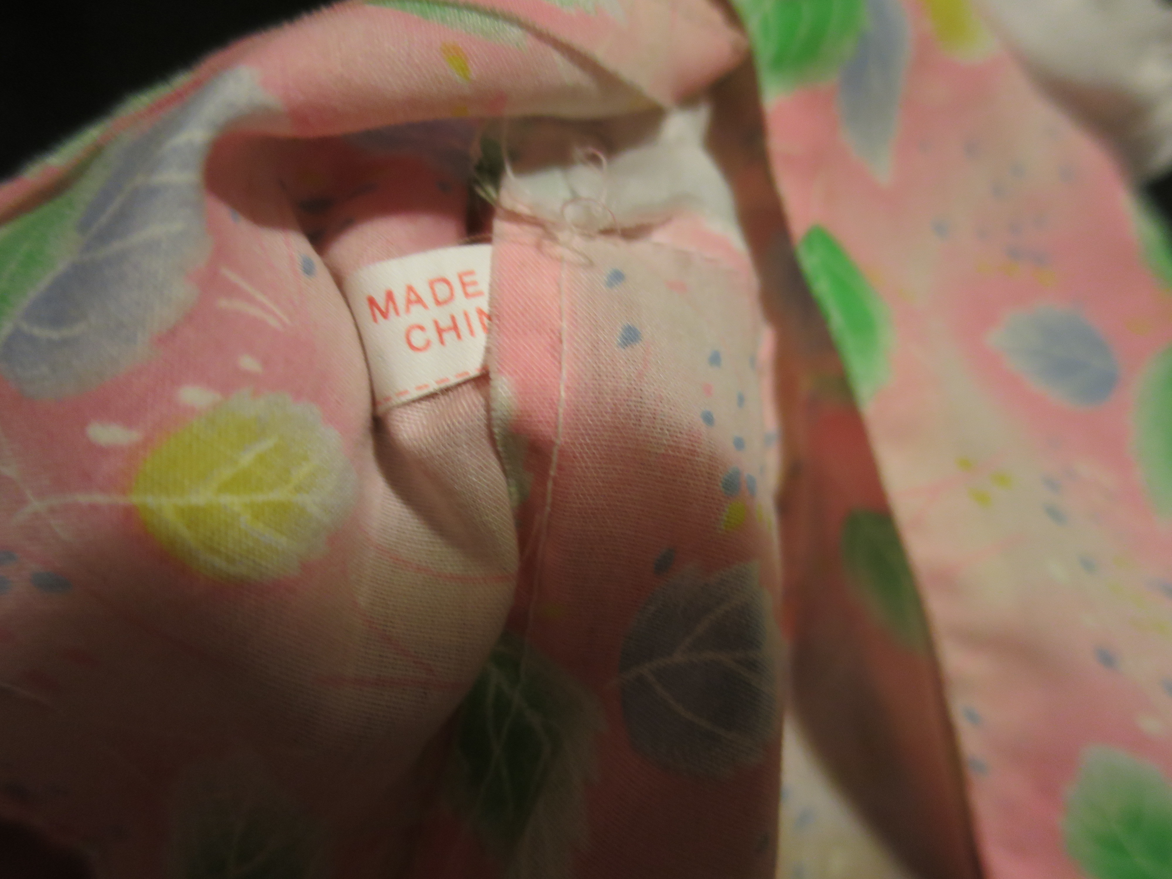 Vintage Doll Dress Pink with Leaves Adorable