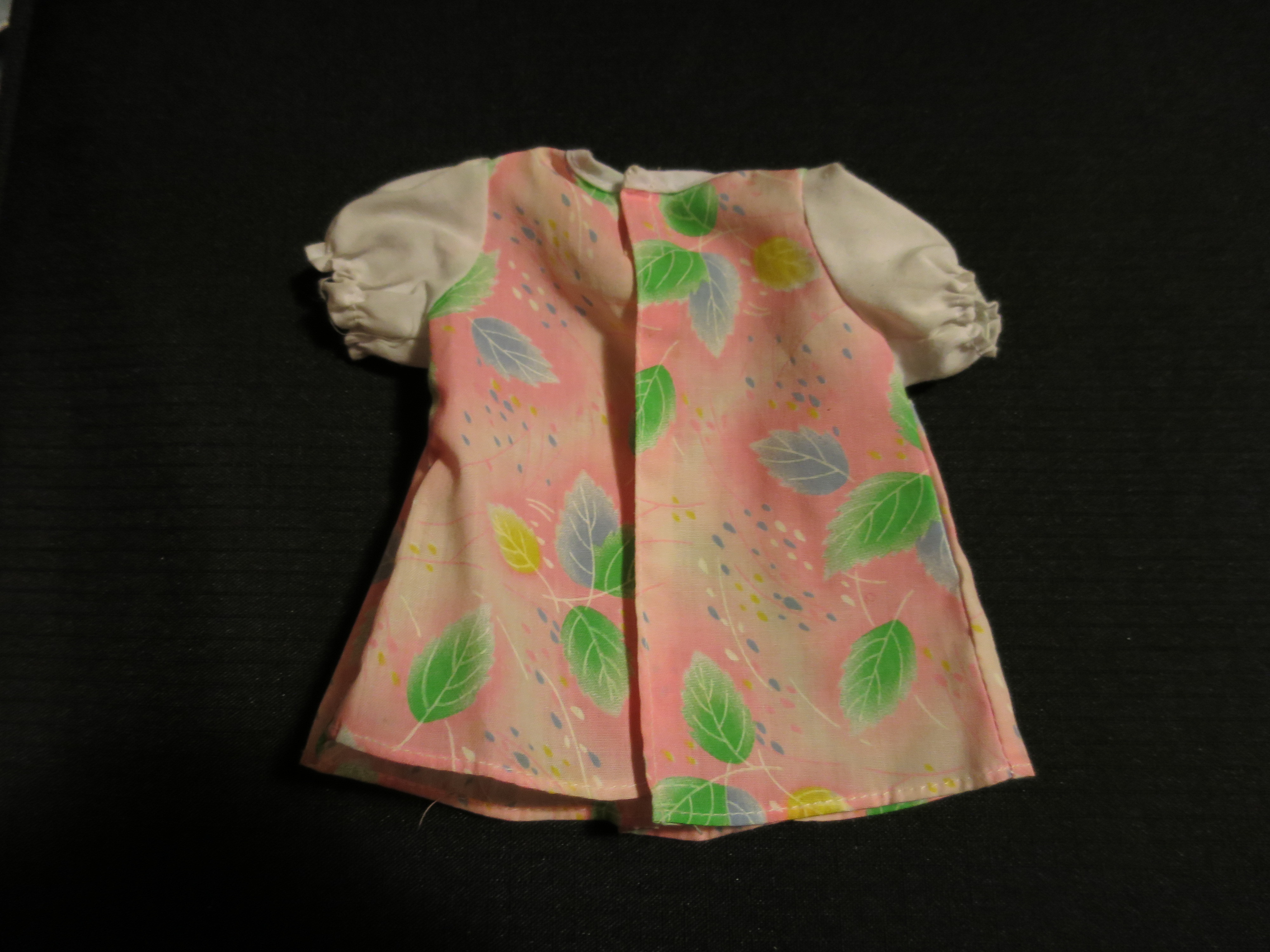 Vintage Doll Dress Pink with Leaves Adorable