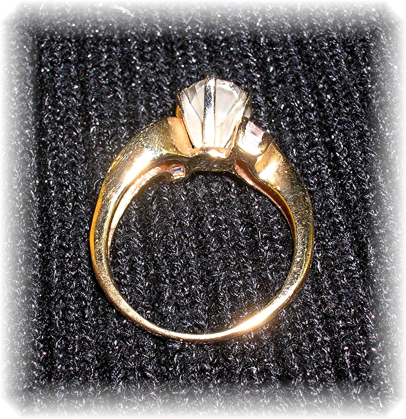 14 K Gold 2 ct Oval Moissanite and Diamond Ring . . . .