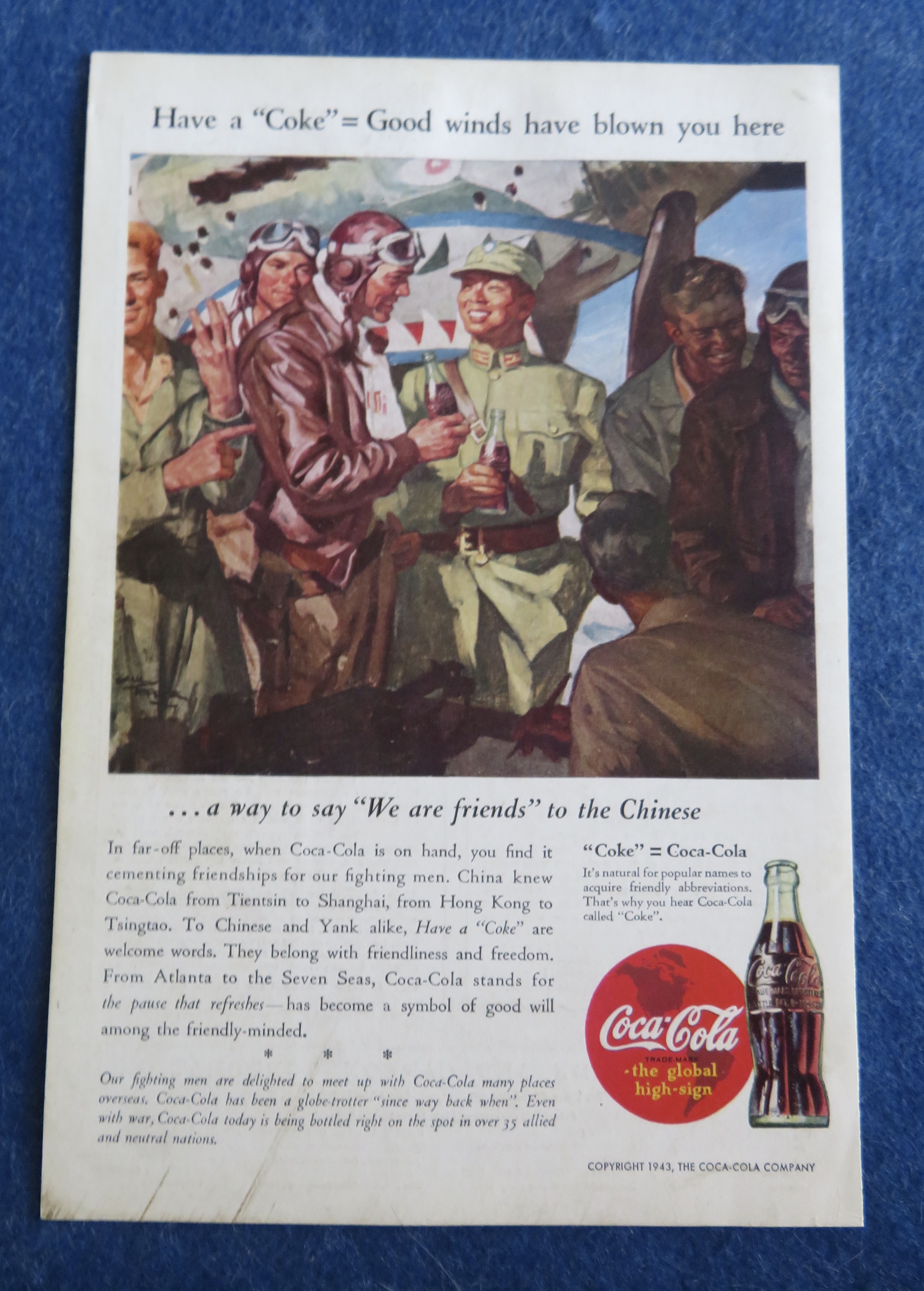 1943 Coca Cola (Coke) with Soldiers Talking To Chinese