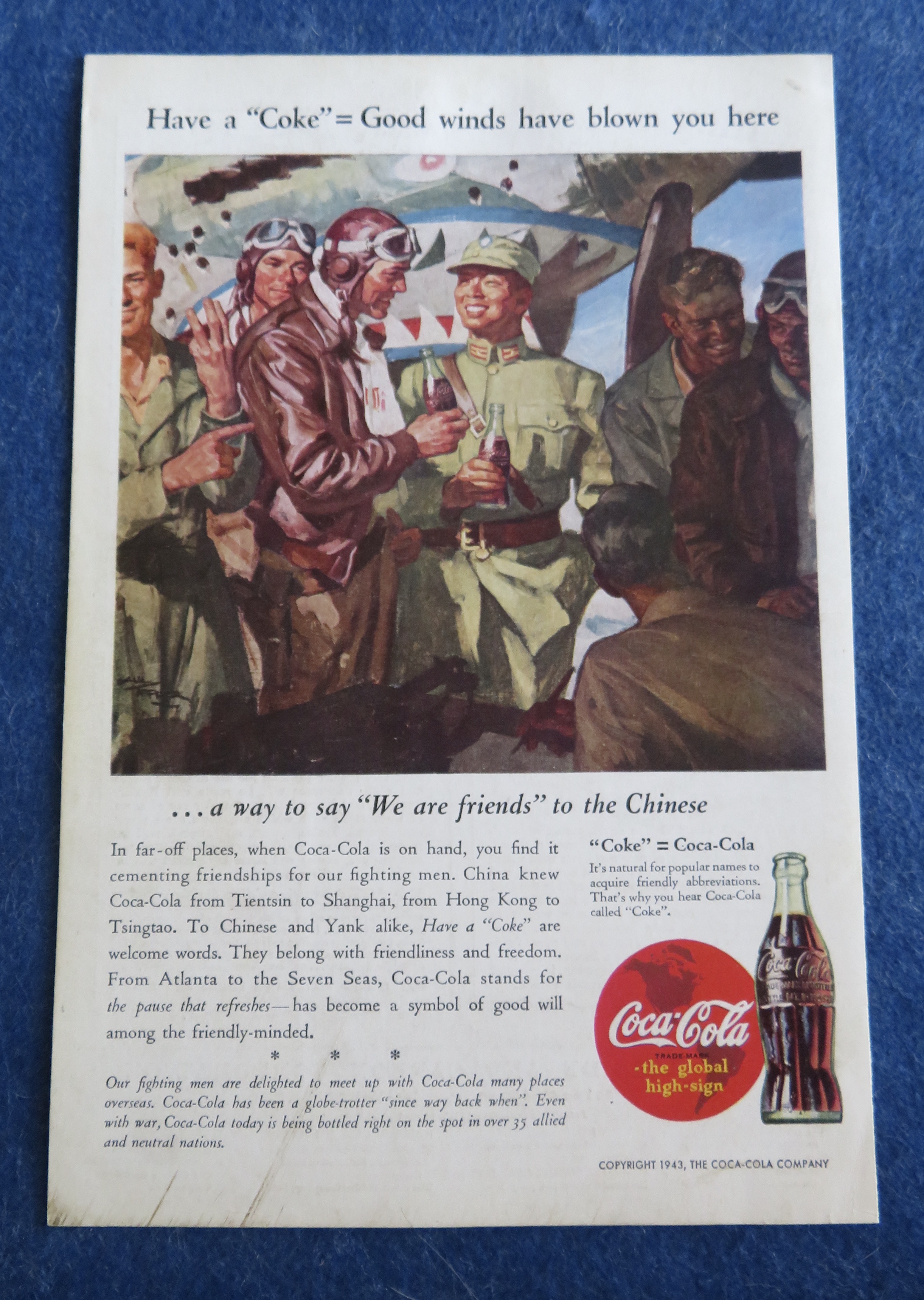 1943 Coca Cola (Coke) with Soldiers Talking To Chinese