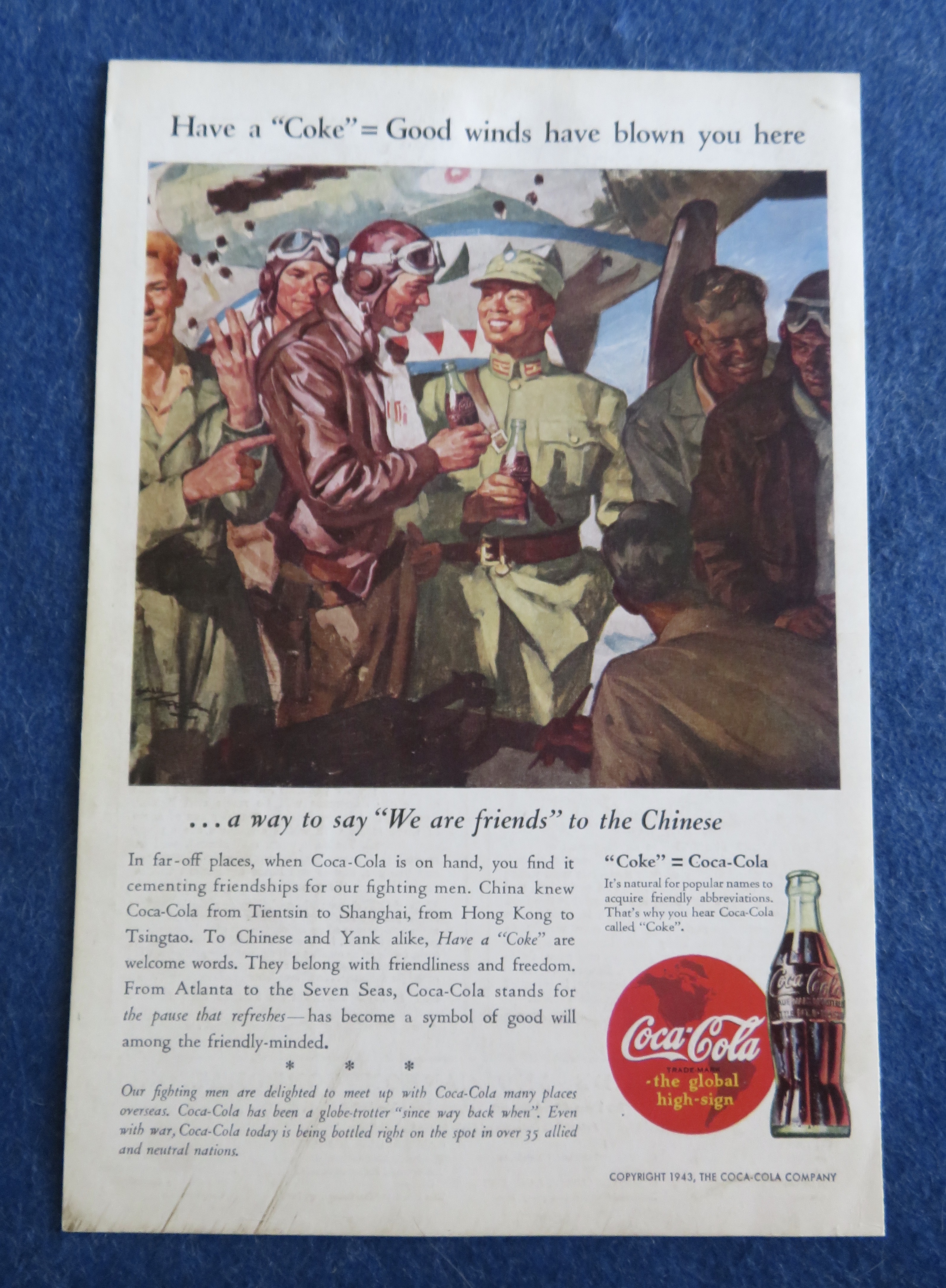 1943 Coca Cola (Coke) with Soldiers Talking To Chinese