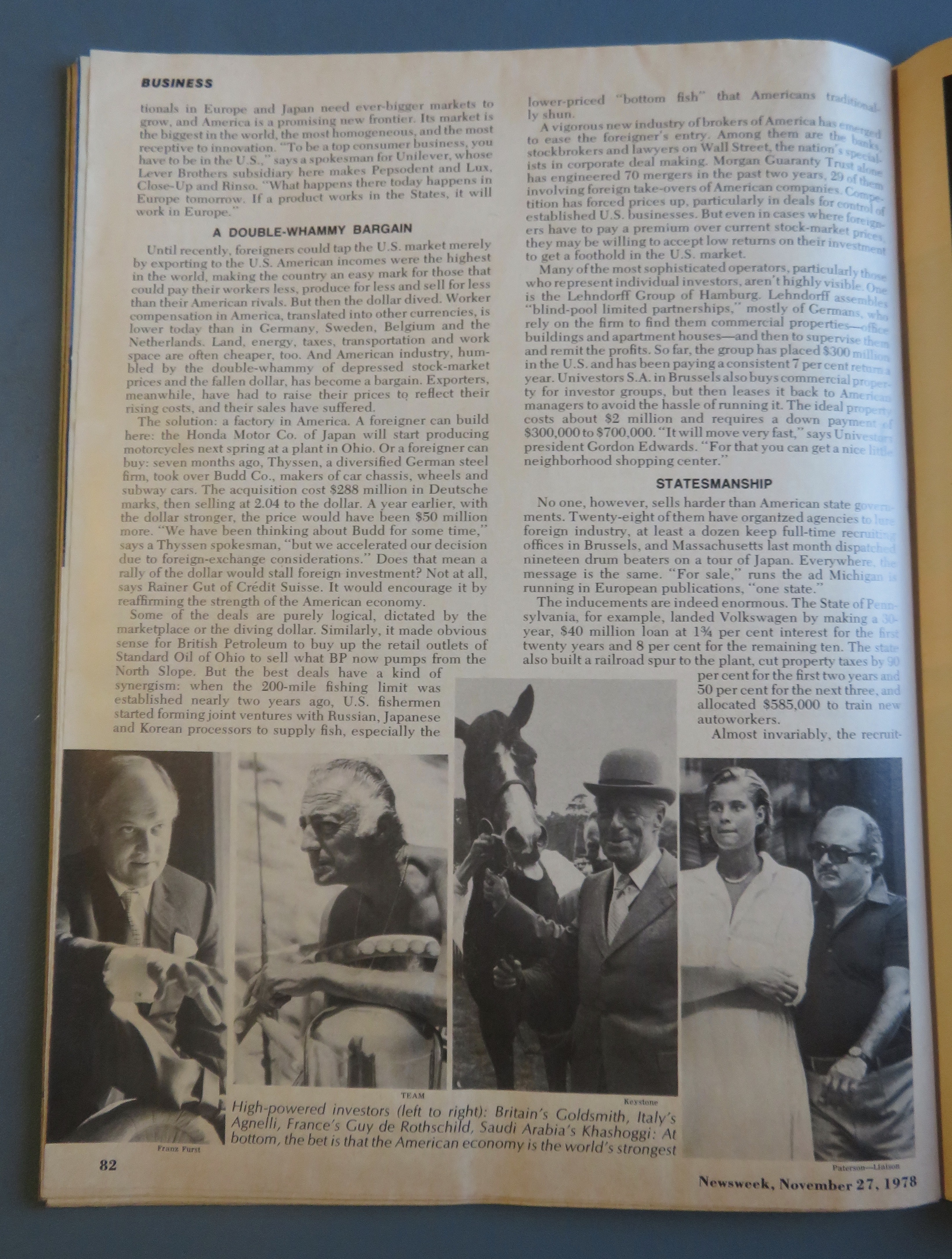 Newsweek Magazine November 27, 1978 Buying Of America