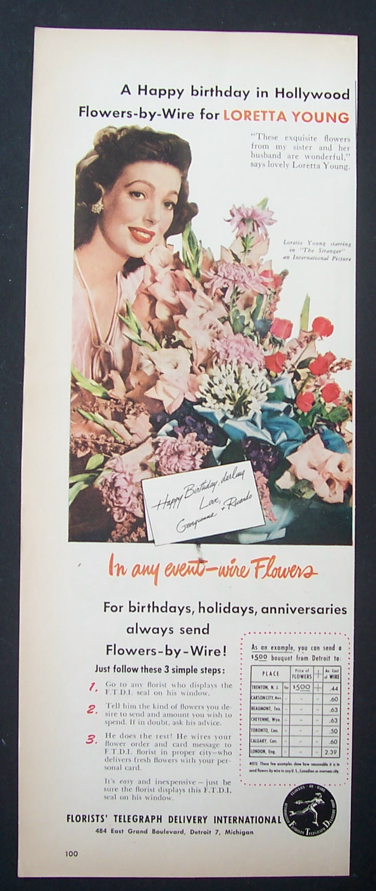 1946 FTD with Loretta Young