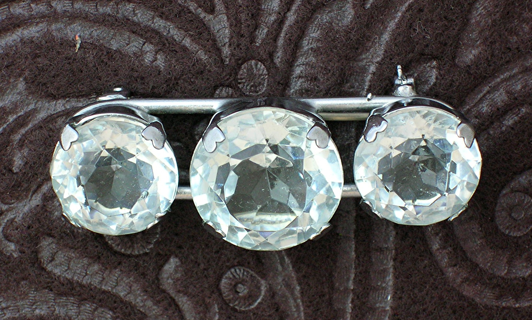 Sterling Silver Crystal Bar Pin Brooch