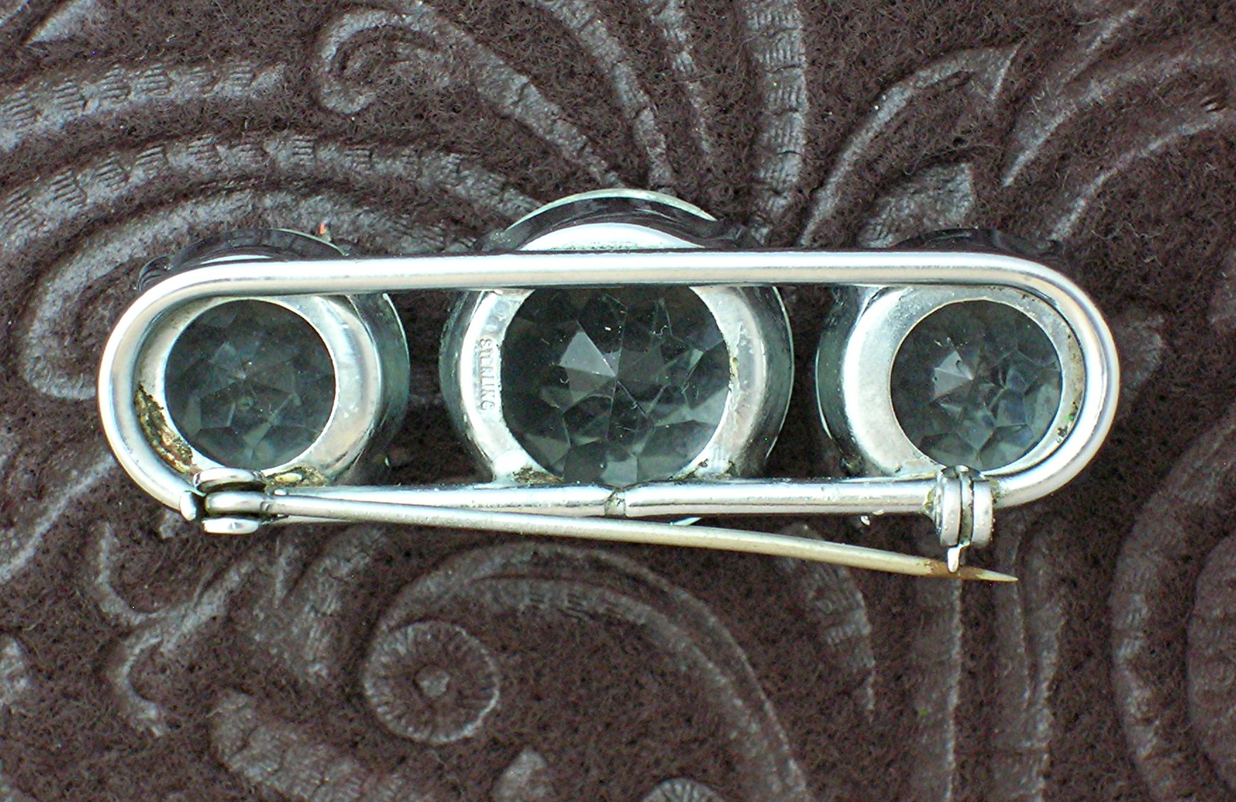 Sterling Silver Crystal Bar Pin Brooch