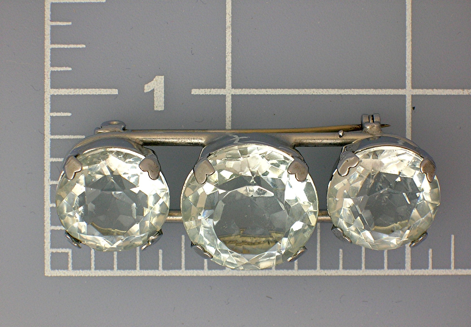 Sterling Silver Crystal Bar Pin Brooch