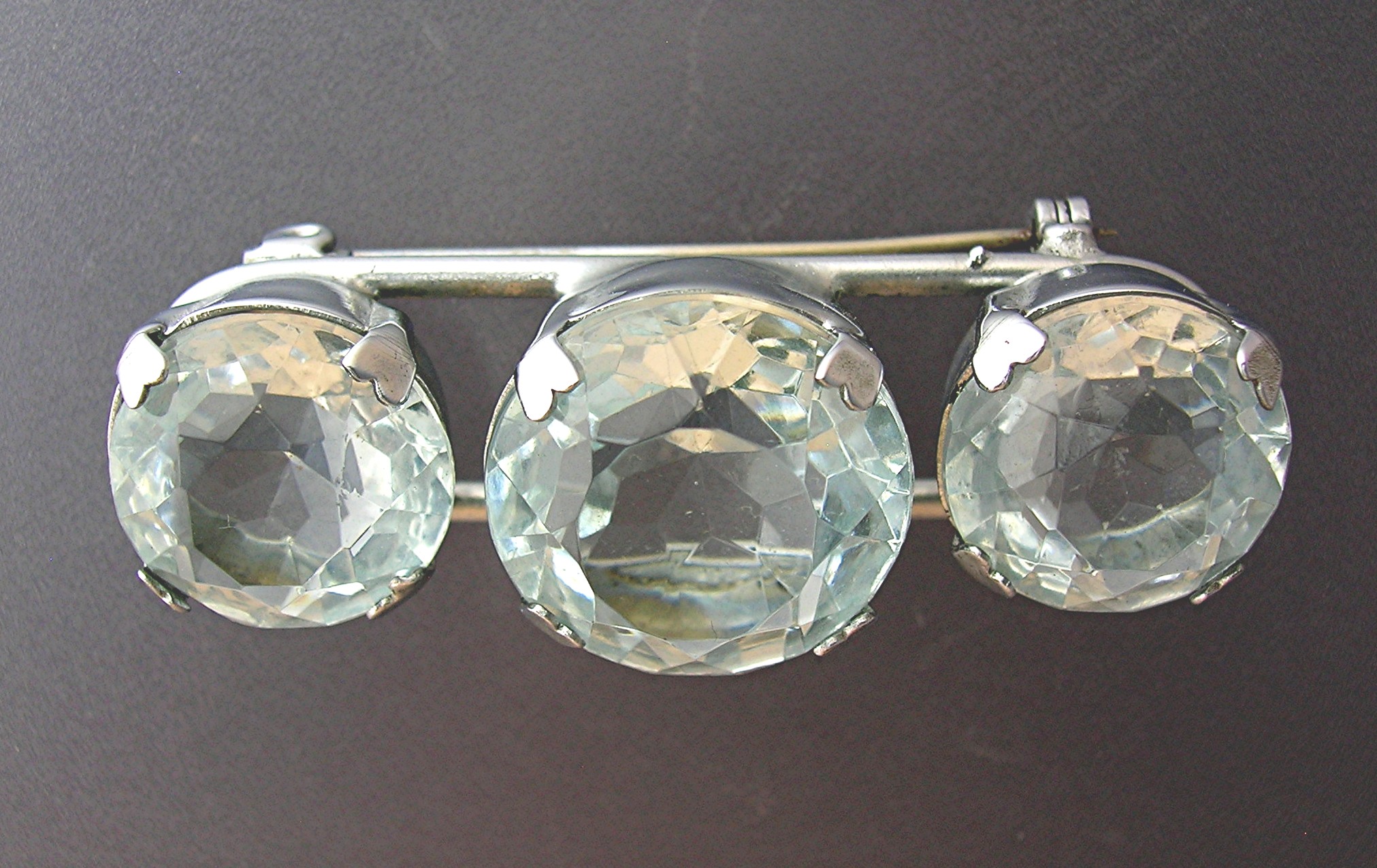 Sterling Silver Crystal Bar Pin Brooch