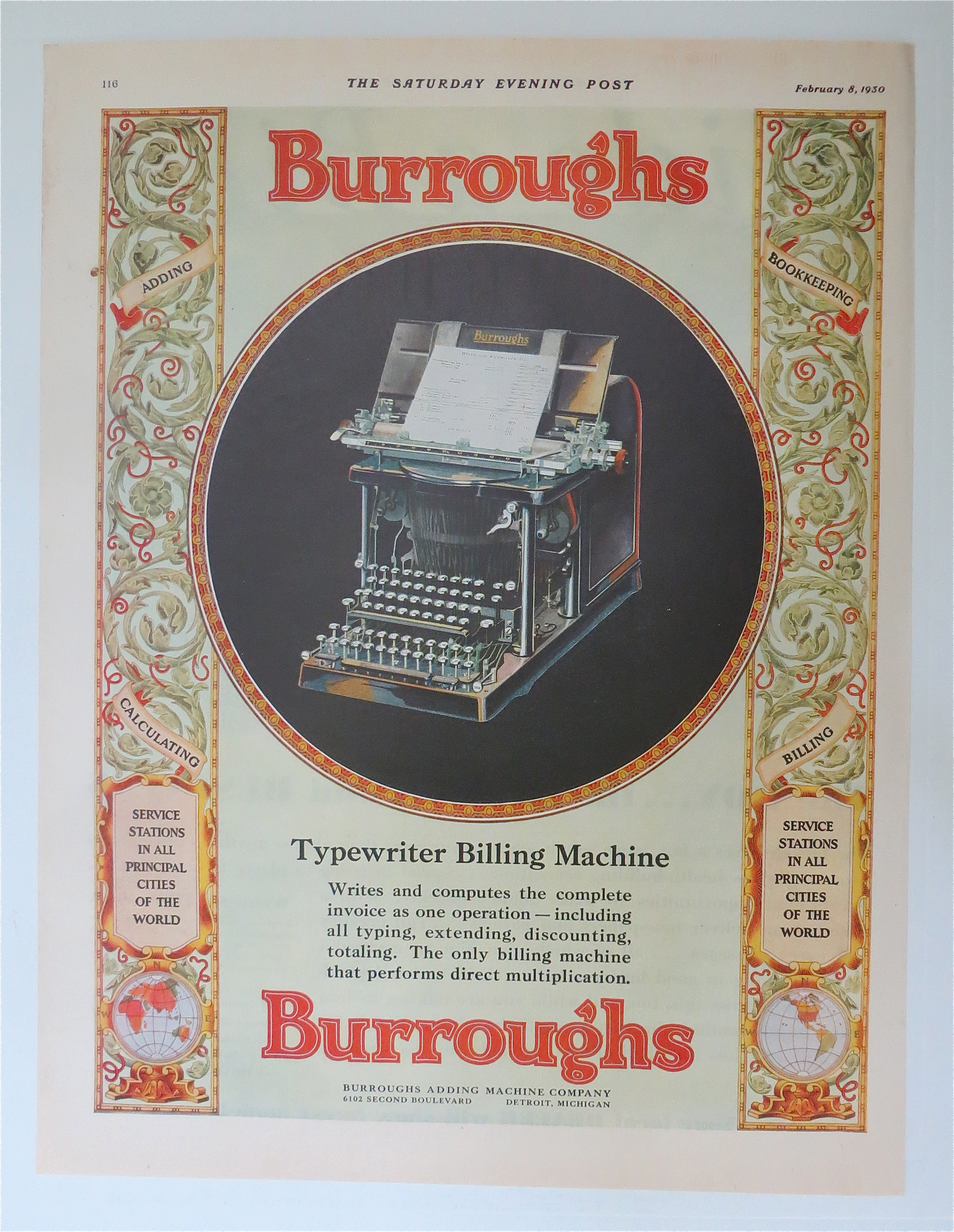 1930 Burroughs Adding Machine w/Typewriter Billing