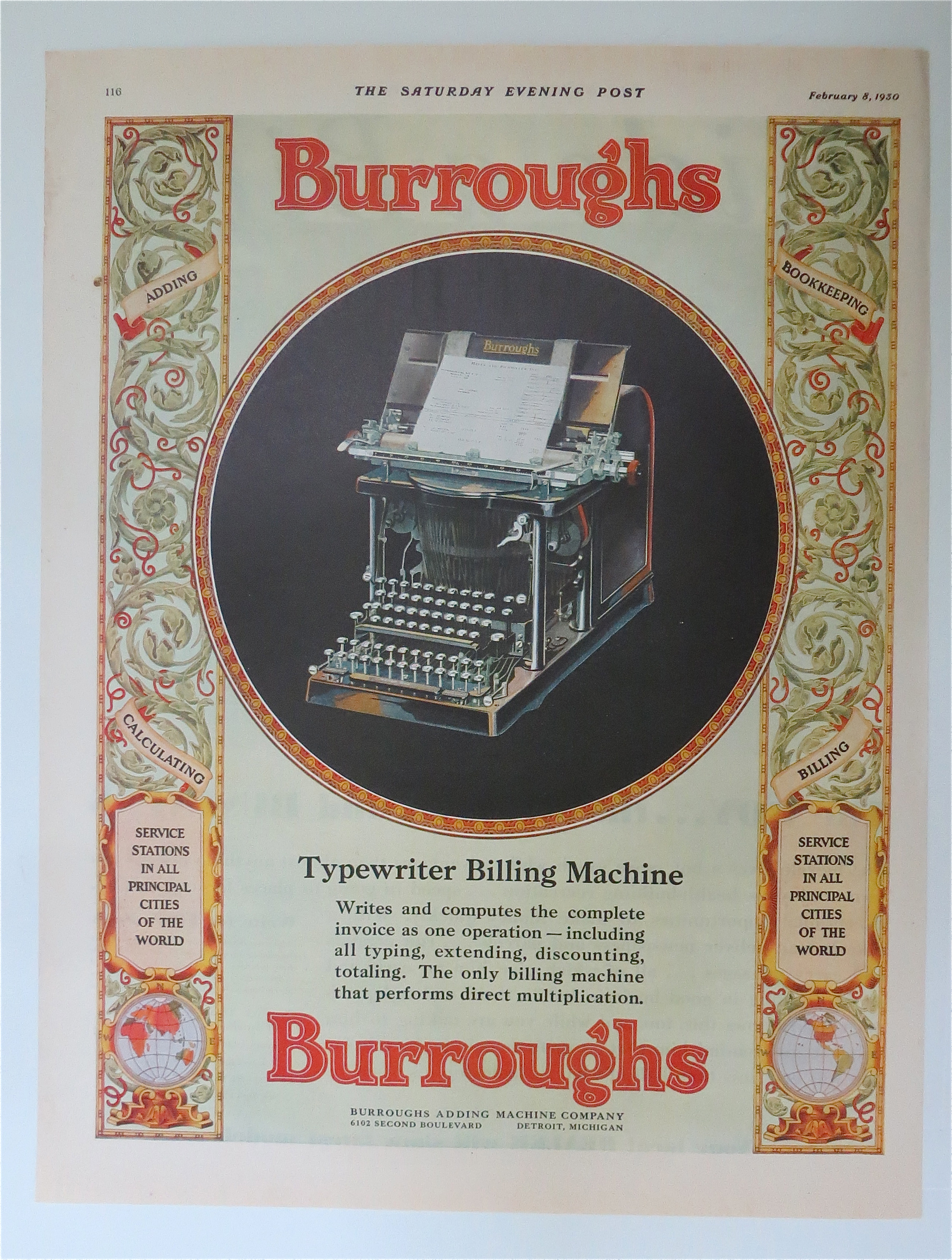 1930 Burroughs Adding Machine w/Typewriter Billing