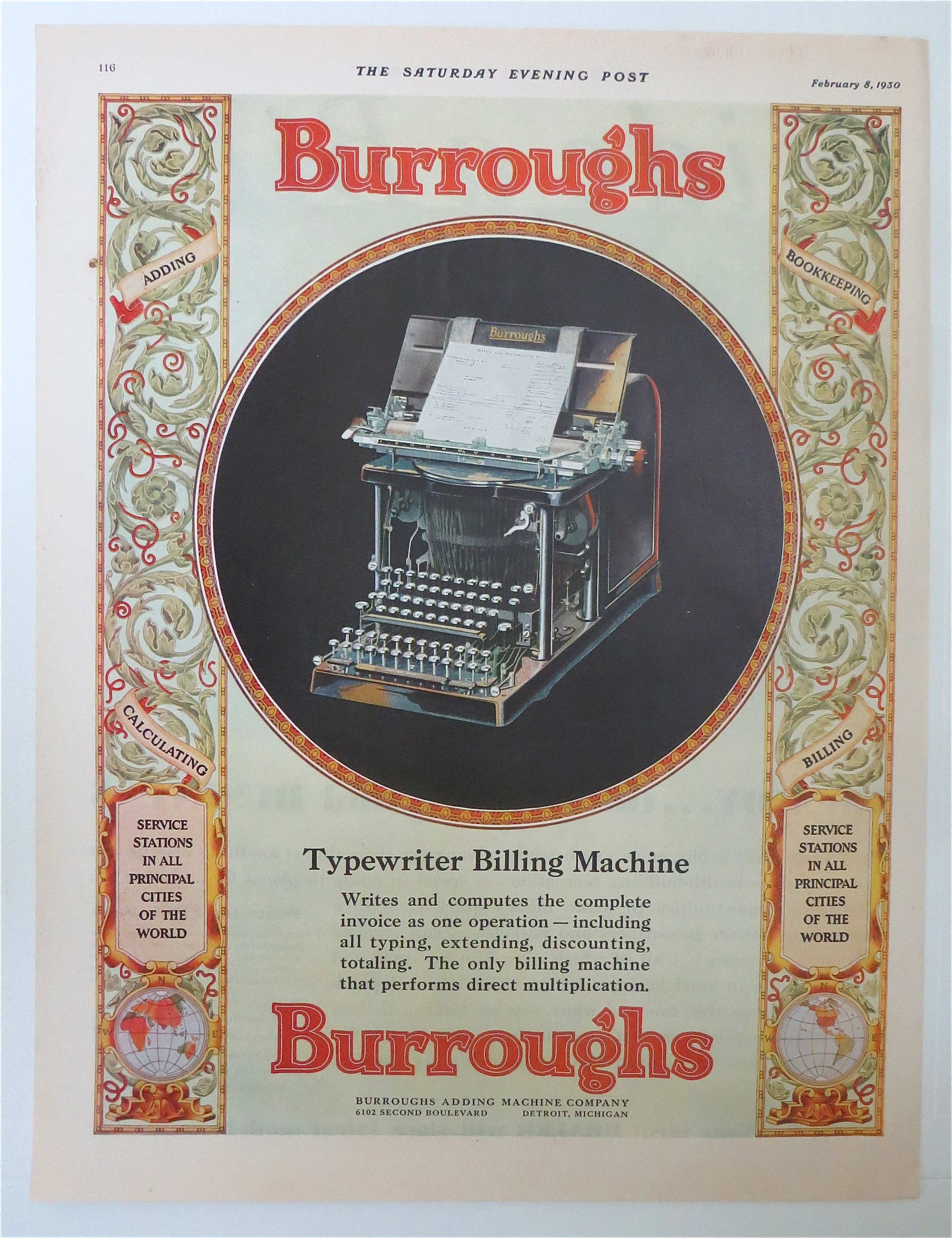 1930 Burroughs Adding Machine w/Typewriter Billing