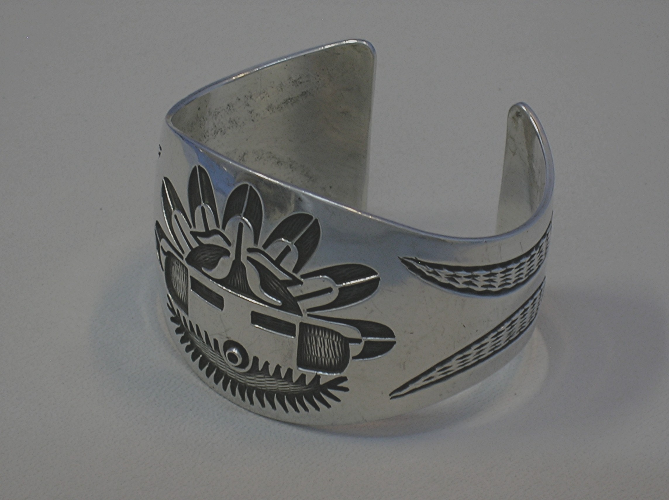 Native American Sterling Silver Signed GIBB  Cuff