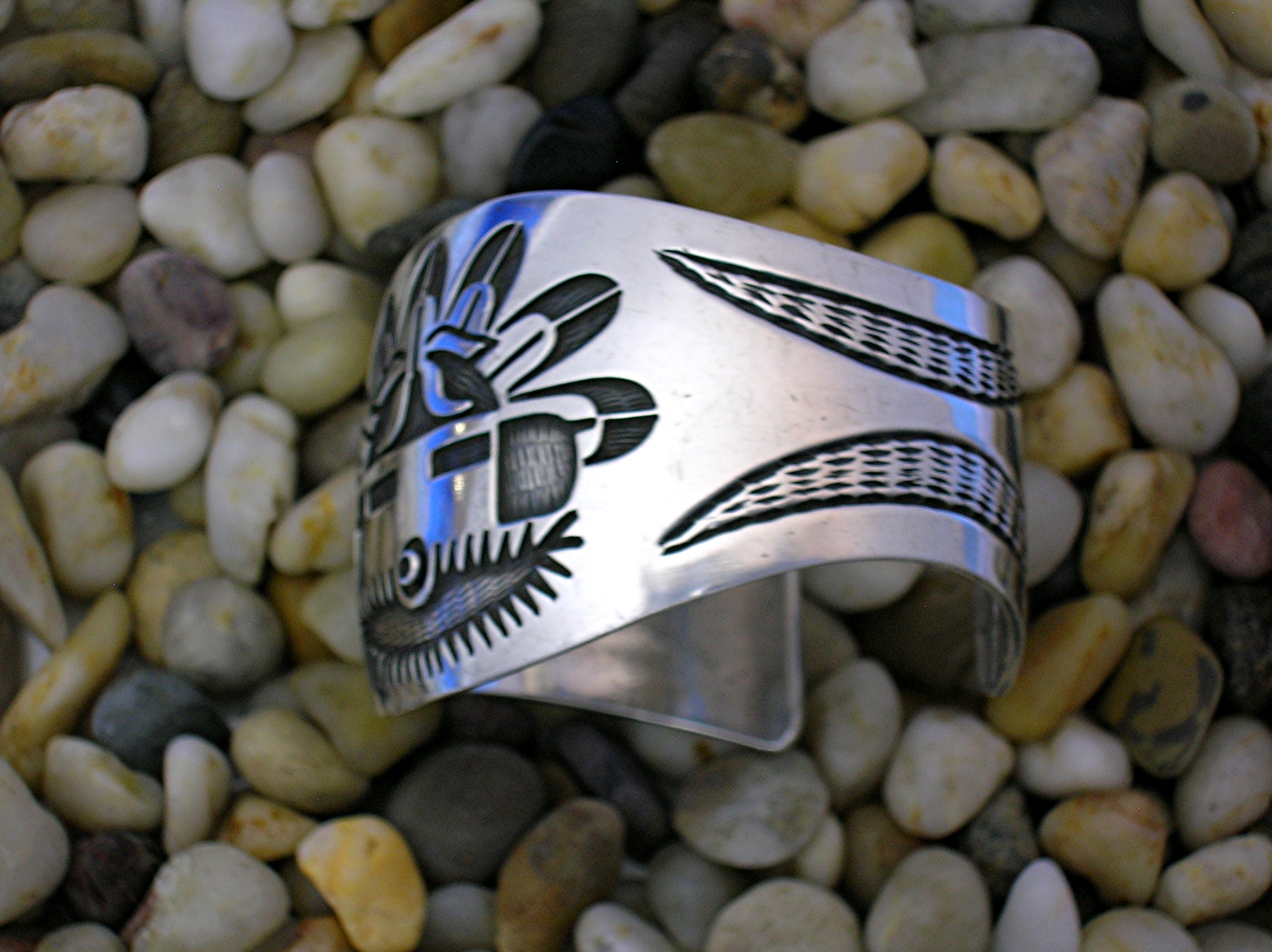 Native American Sterling Silver Signed GIBB  Cuff
