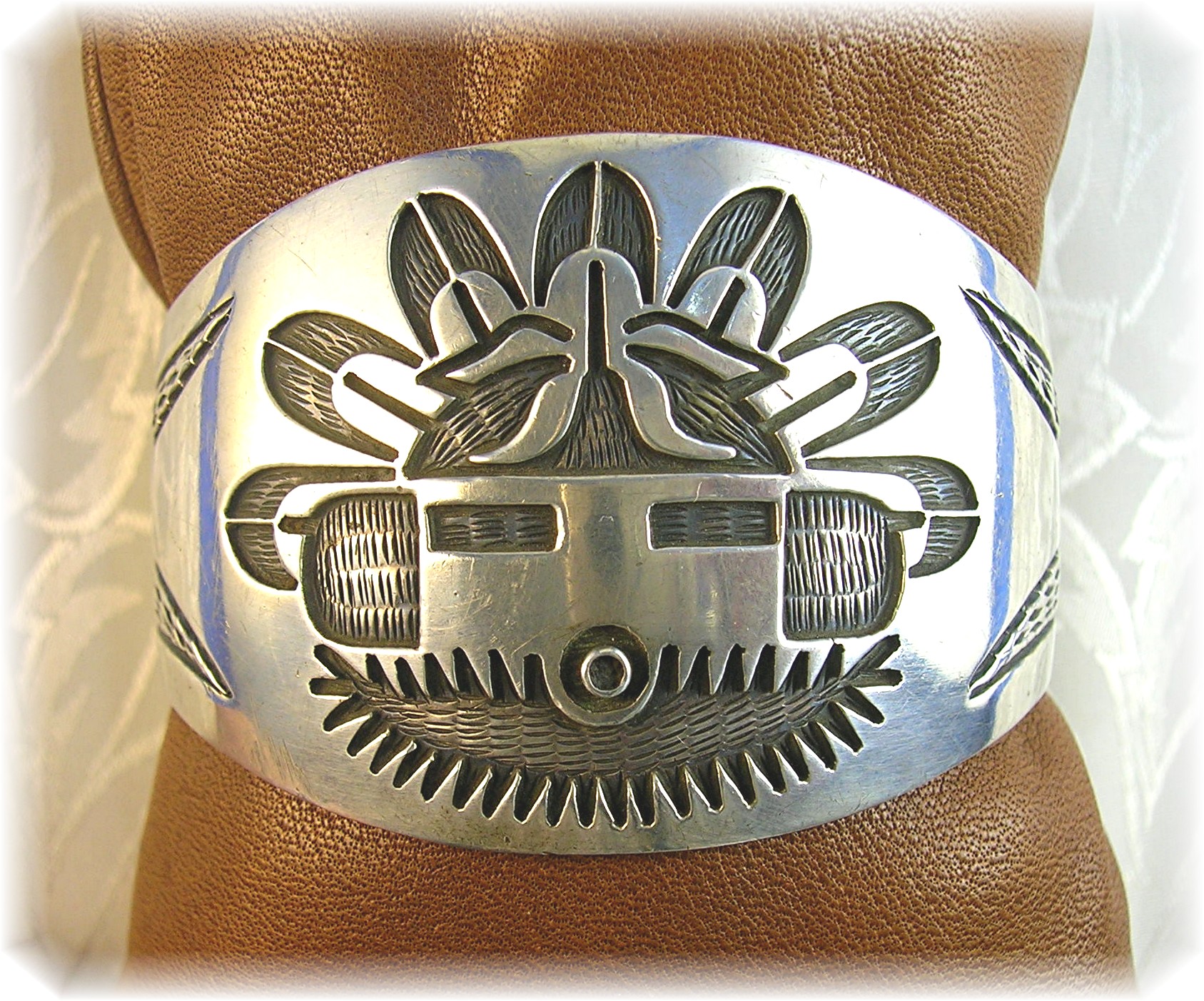 Native American Sterling Silver Signed GIBB  Cuff