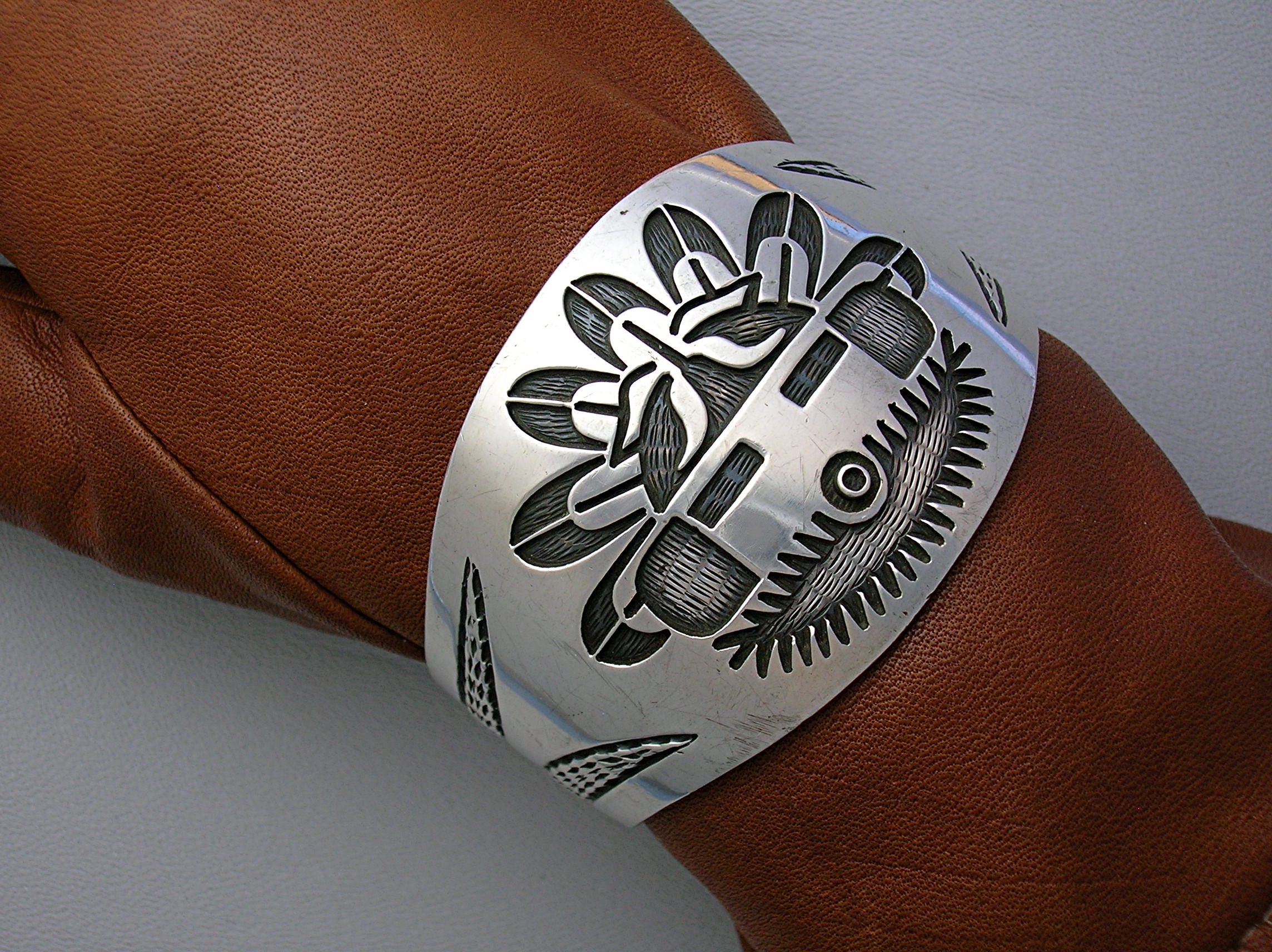 Native American Sterling Silver Signed GIBB  Cuff