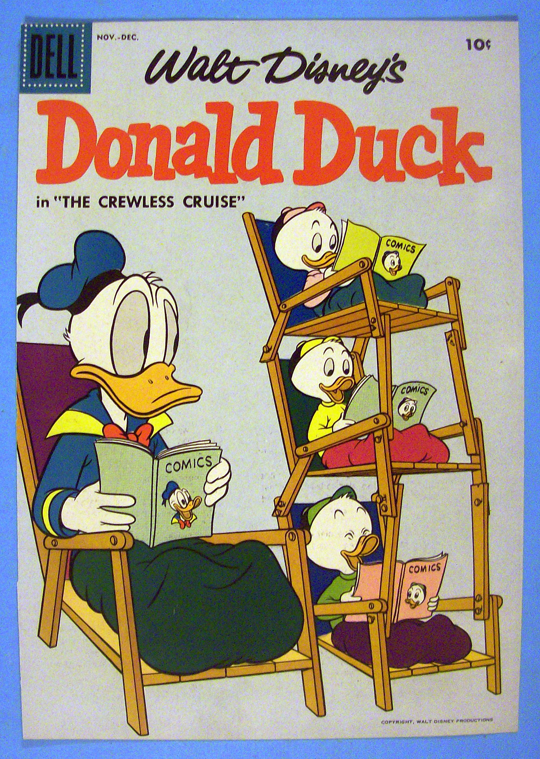 Donald Duck Comic Cover 1950's The Crewless Cruise