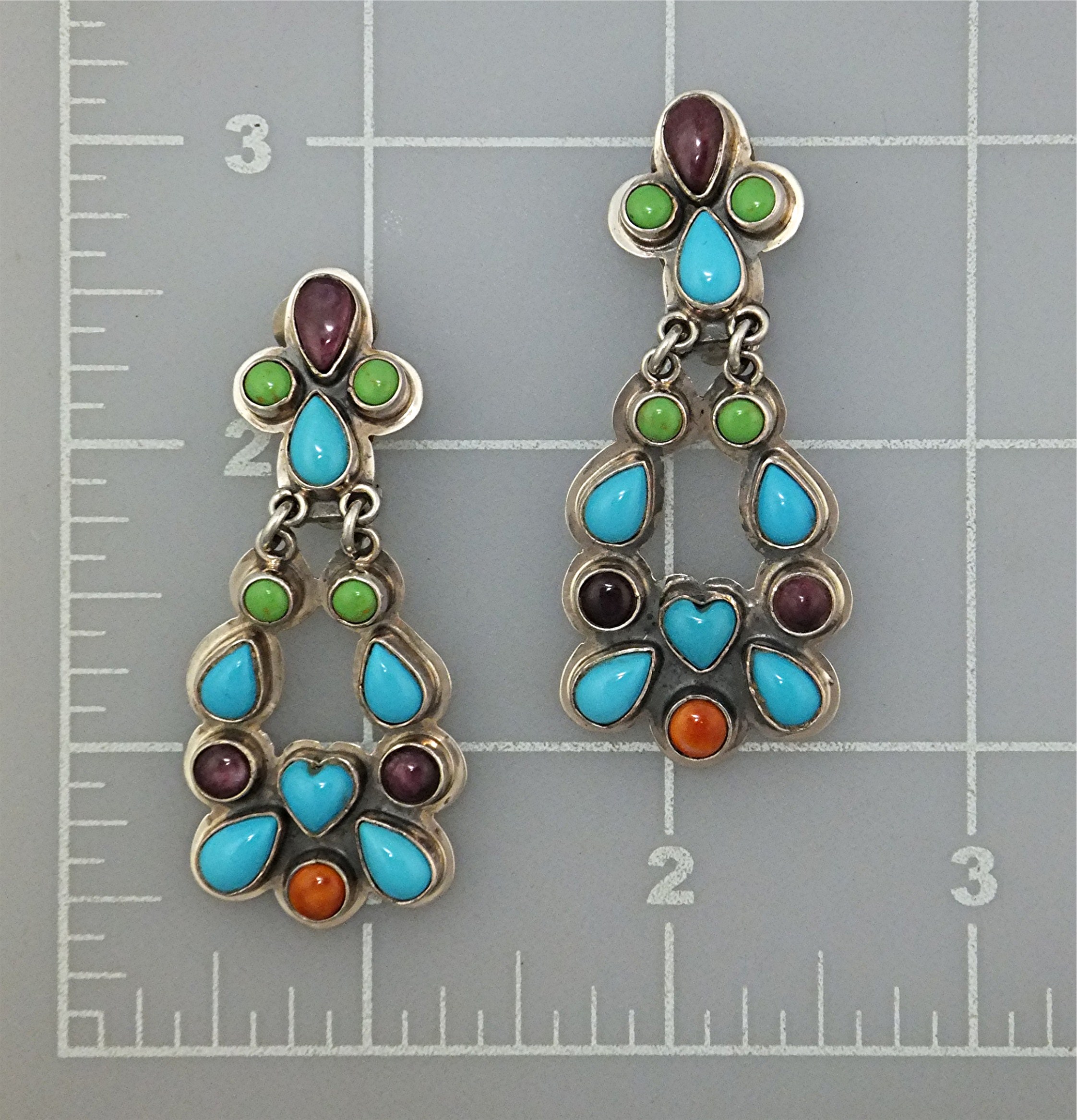 Navajo Sterling Silver Turquoise Gaspeite Spiny Clip Ea