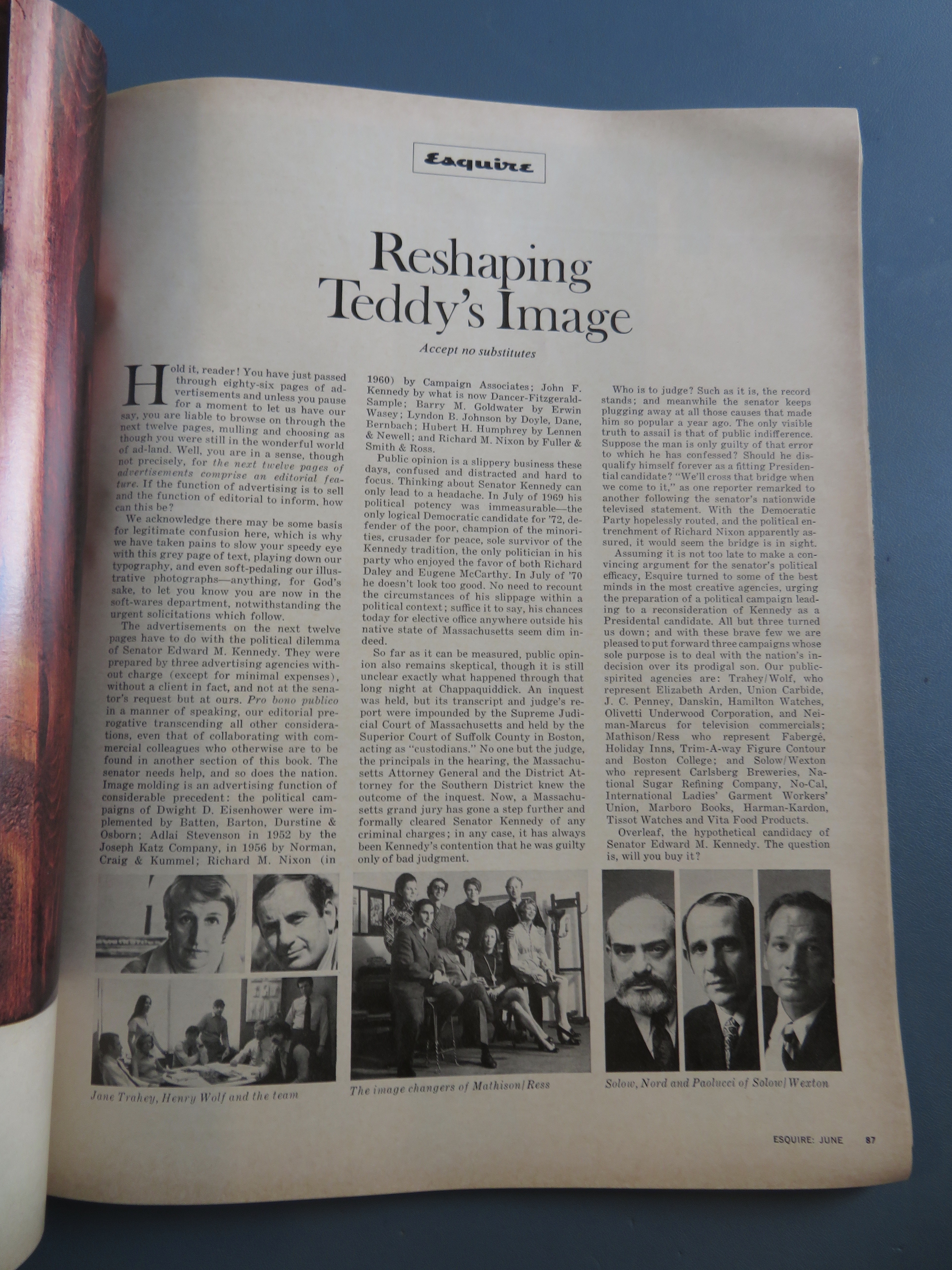 Esquire Magazine June 1970 Reshaping Teddy's Image