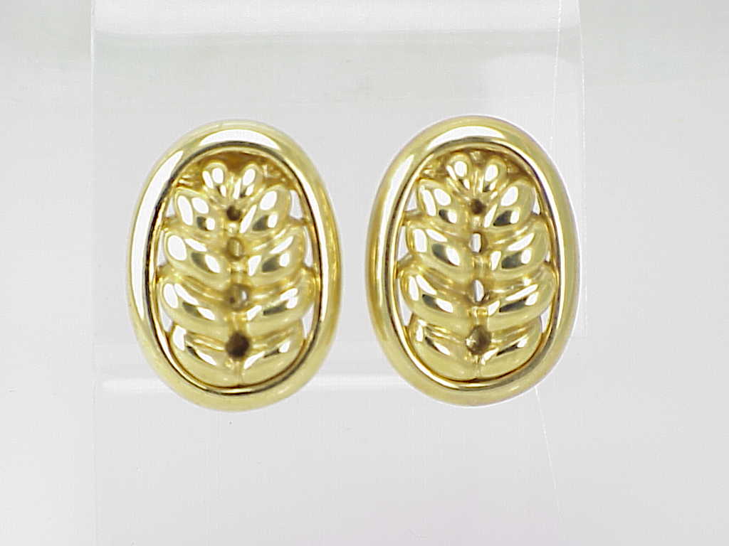 Givenchy Large Gold Tone Swirl Or Leaf Design Clip Earrings