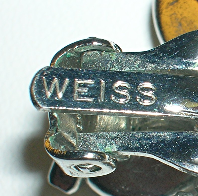 WEISS Crystal Silverf Flower Clip Earrings