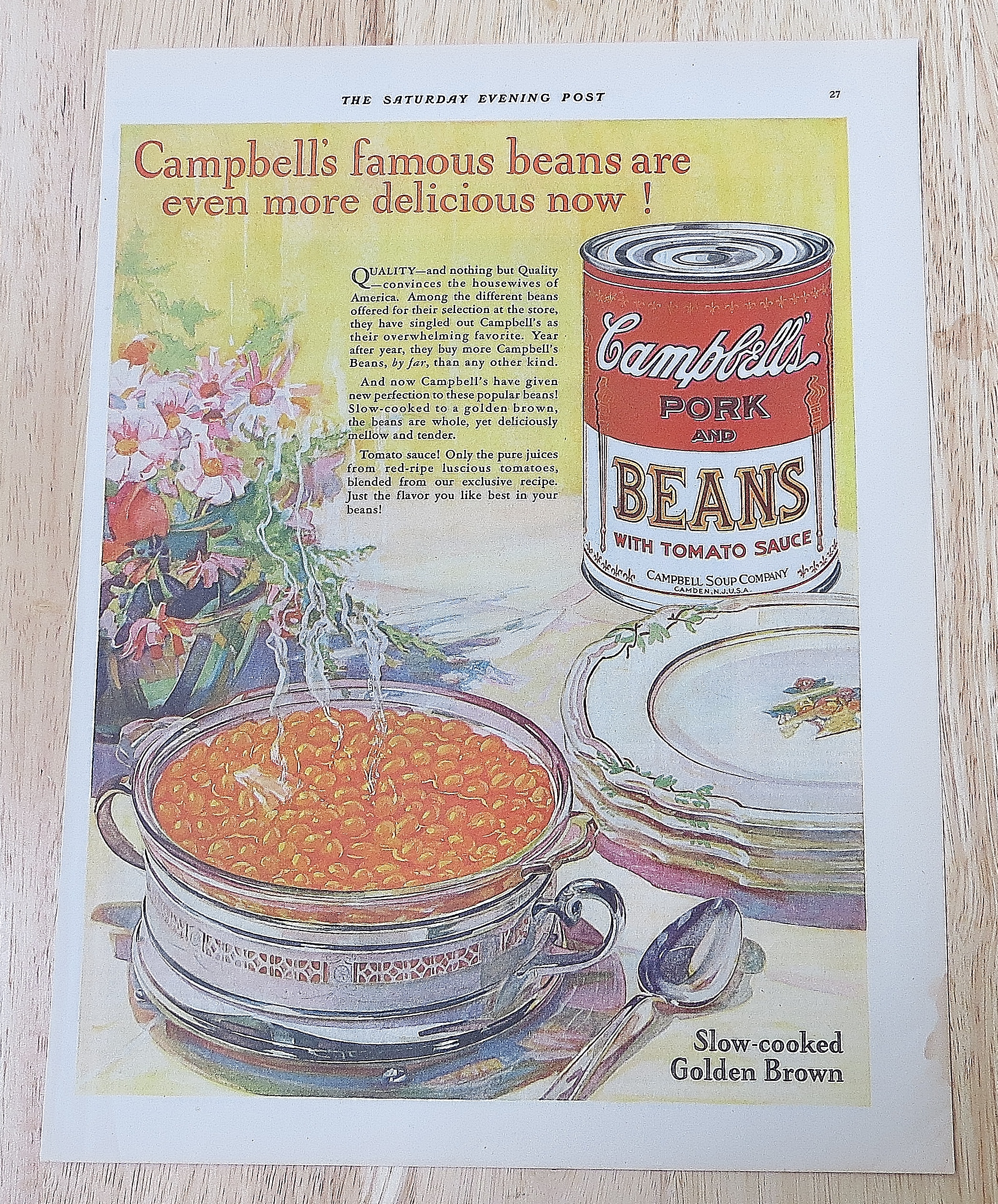 1928 Campbell's Pork & Beans With Beans In Dish