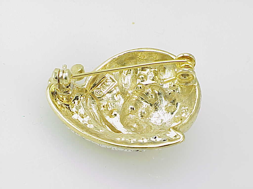 Aurora Borealis Rhinestone Snail Brooch Signed Nadri