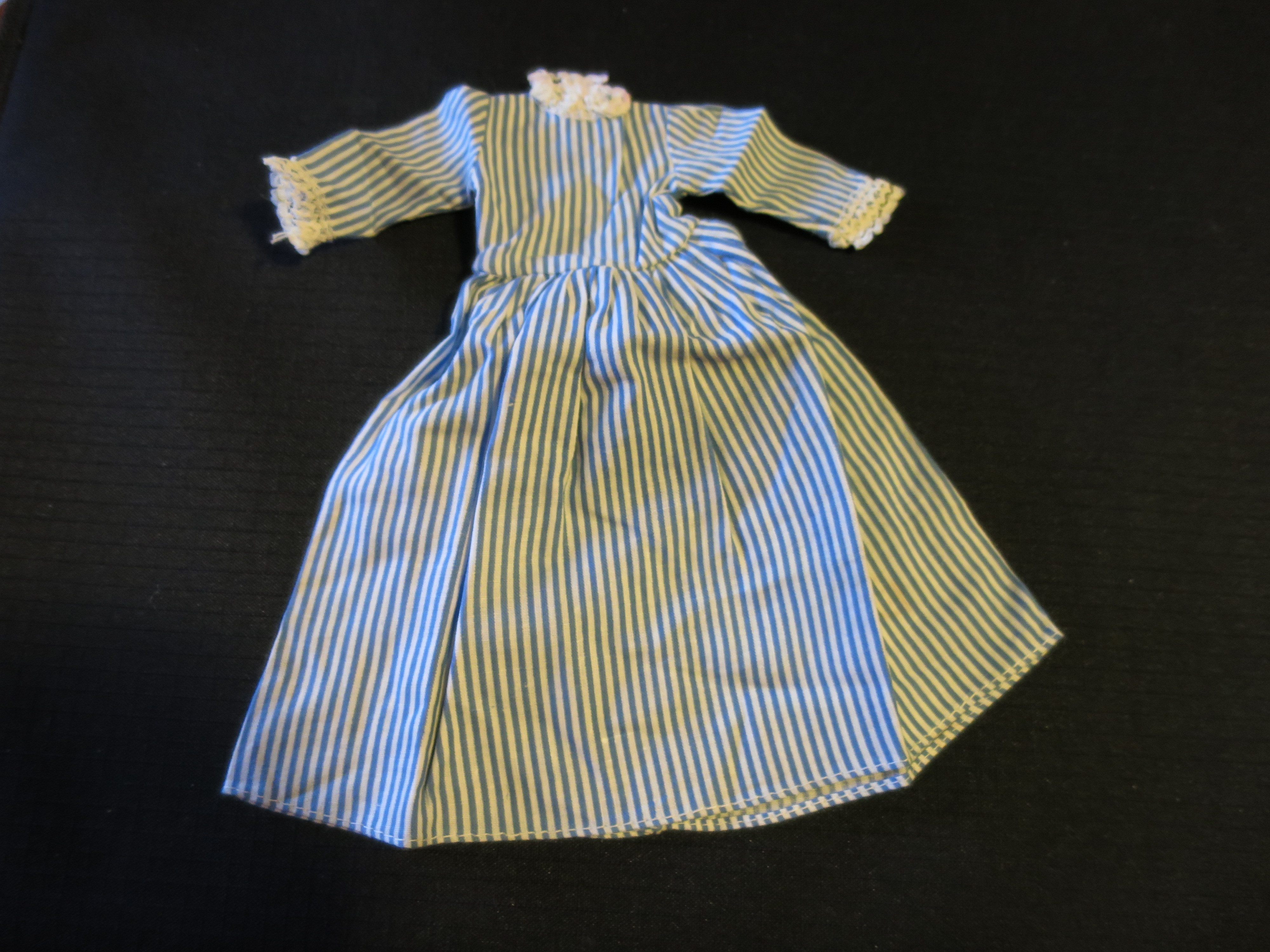 Doll Dress tagged Horsman nice white blue striped dress with tag