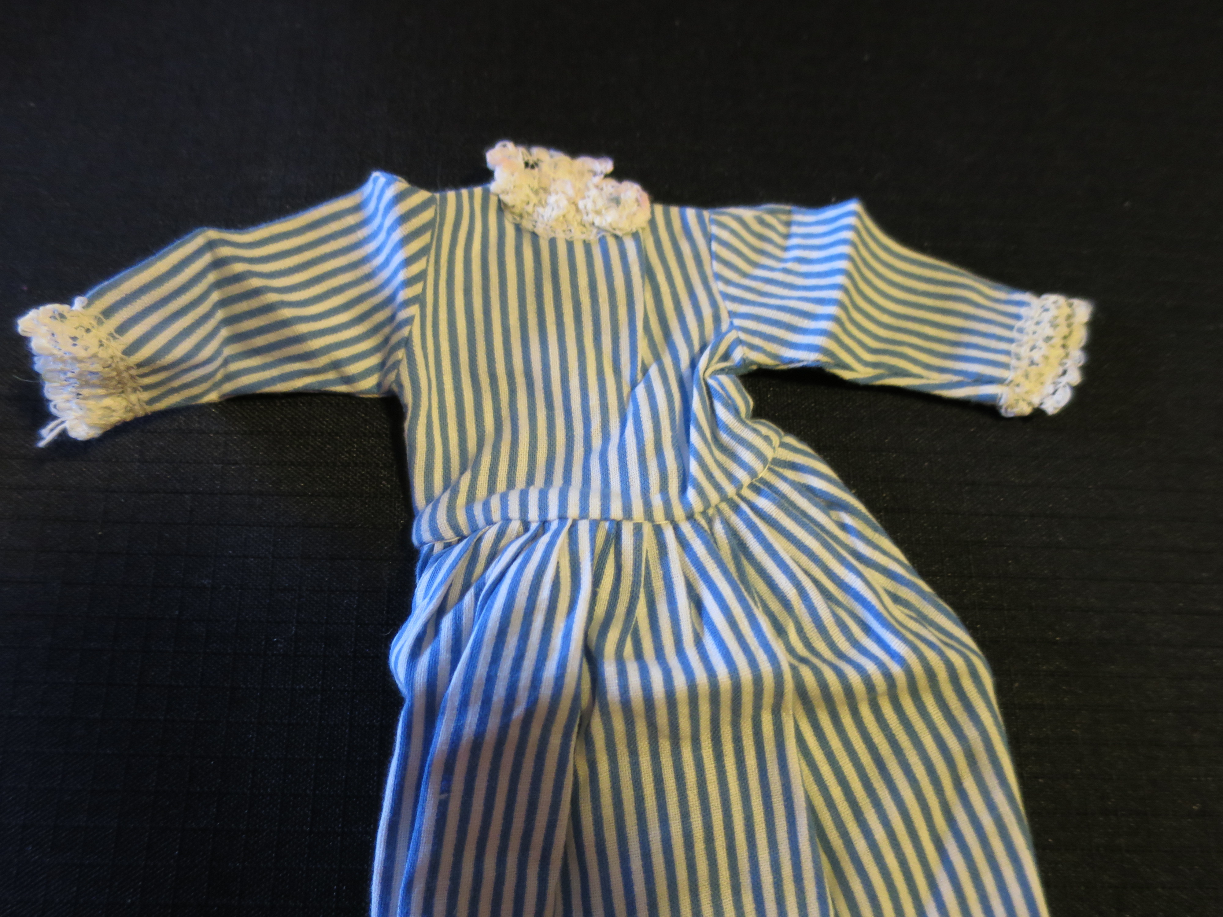 Doll Dress tagged Horsman nice white blue striped dress with tag