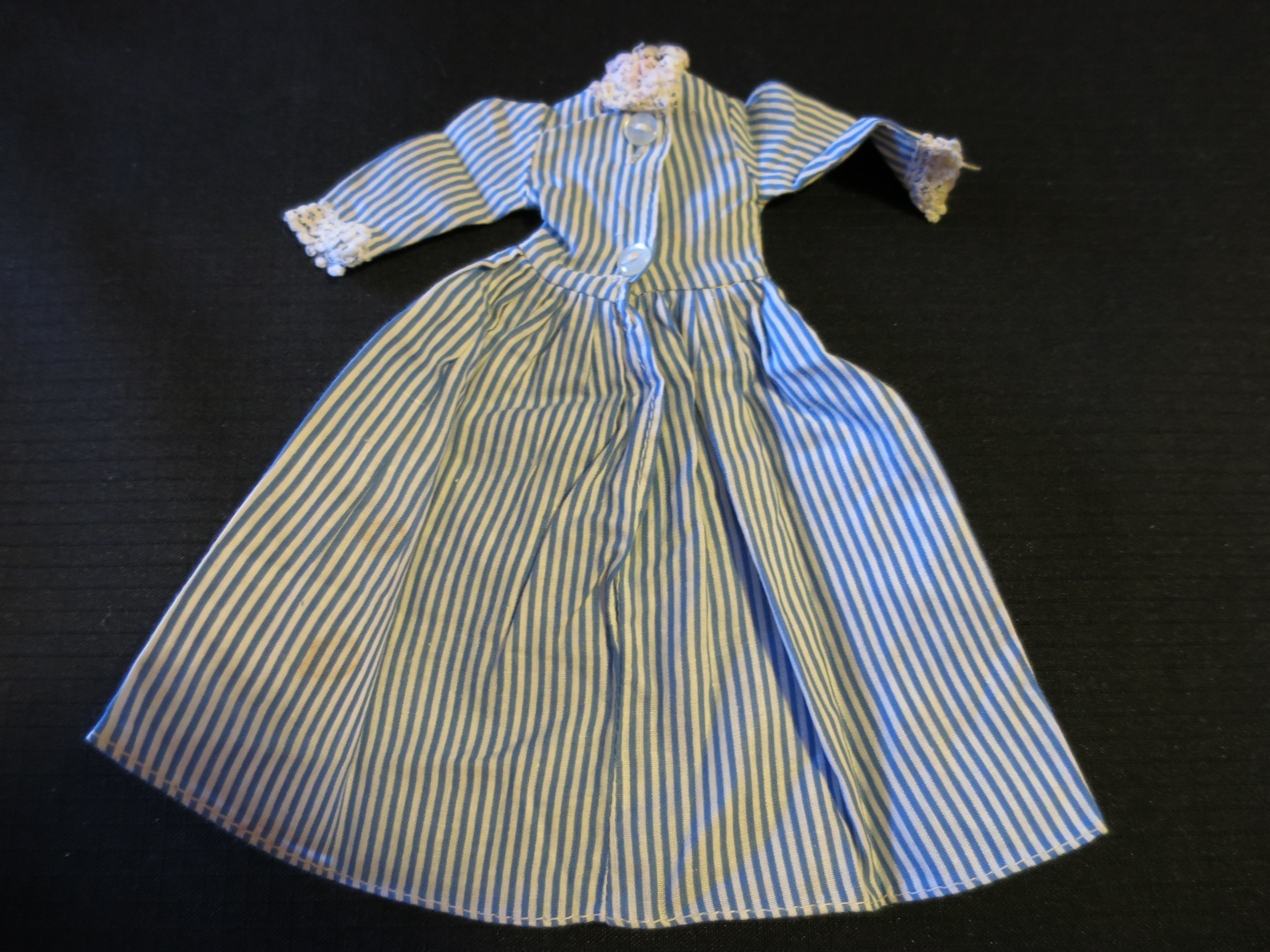 Doll Dress tagged Horsman nice white blue striped dress with tag