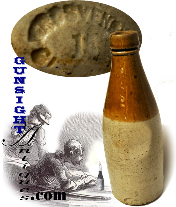 19th century STONEWARE BEER BOTTLE