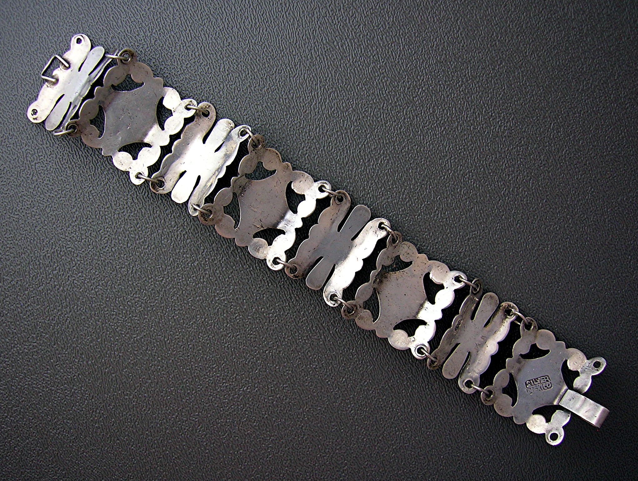 Mexican Silver Bracelet 40s Green Jade Vintage