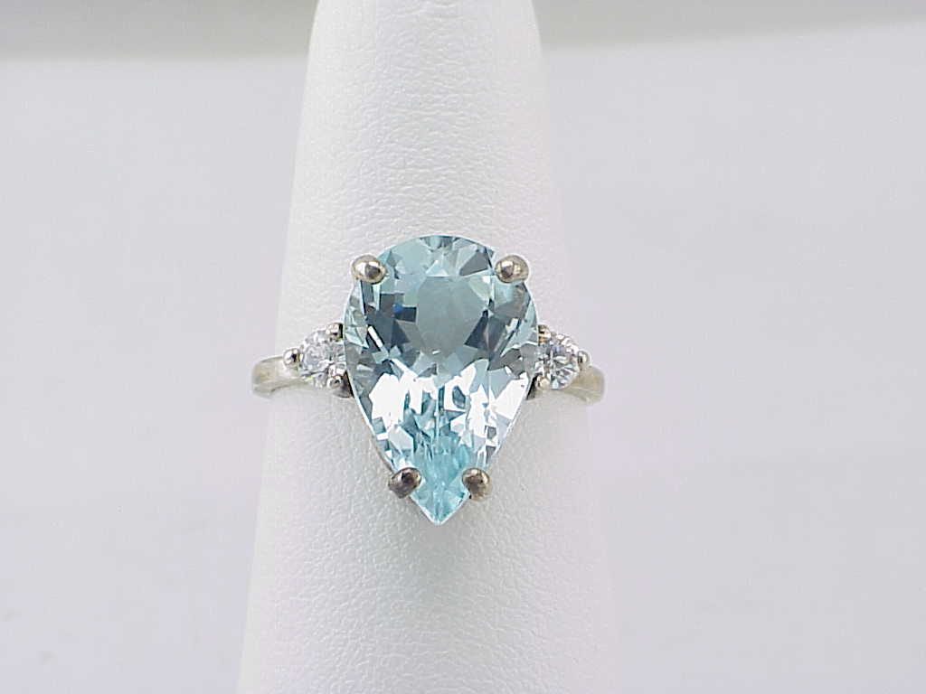 Pale Blue Topaz Sterling Silver Ring