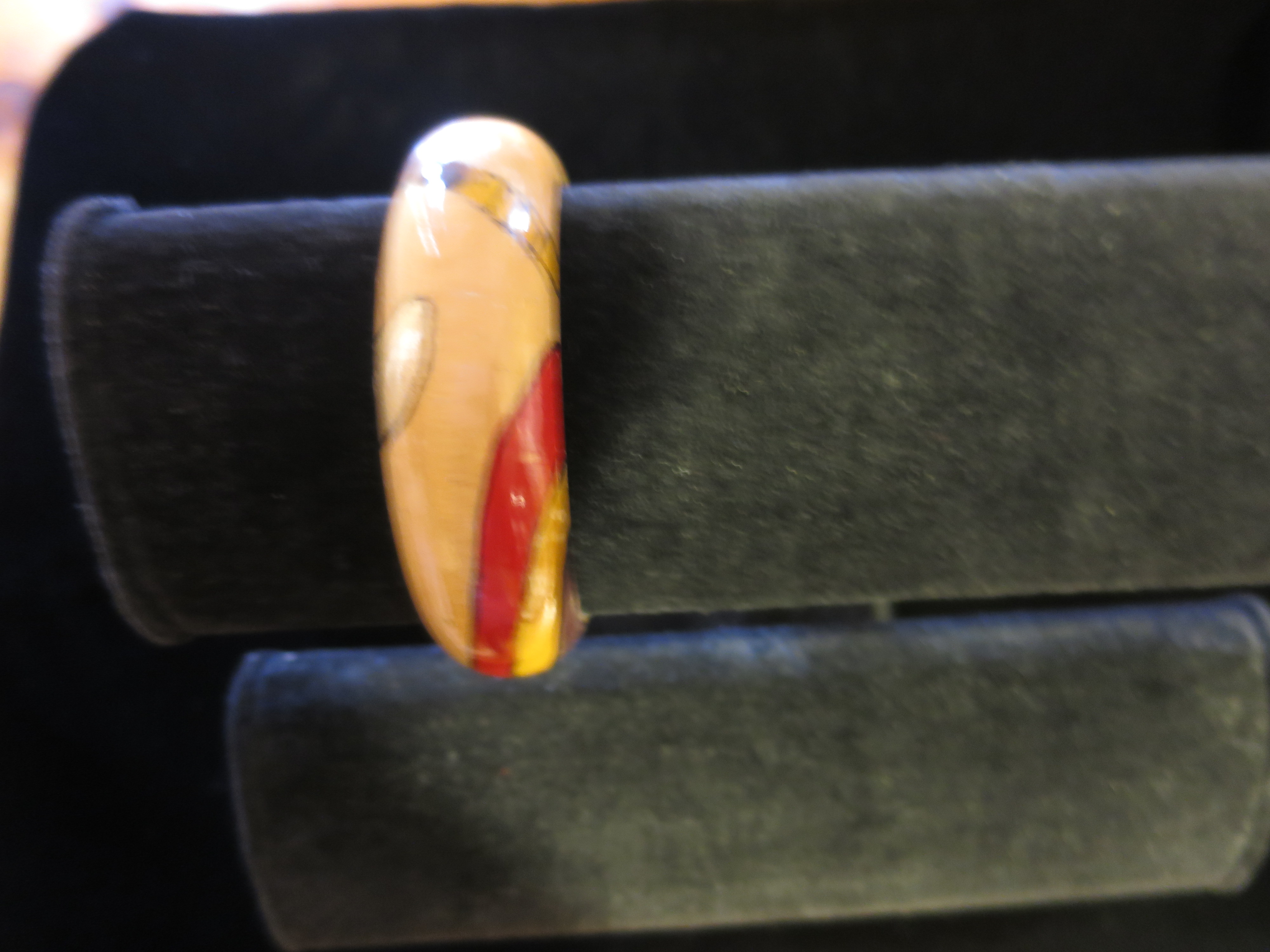 Vintage Wooden Bracelet Abstract Painted