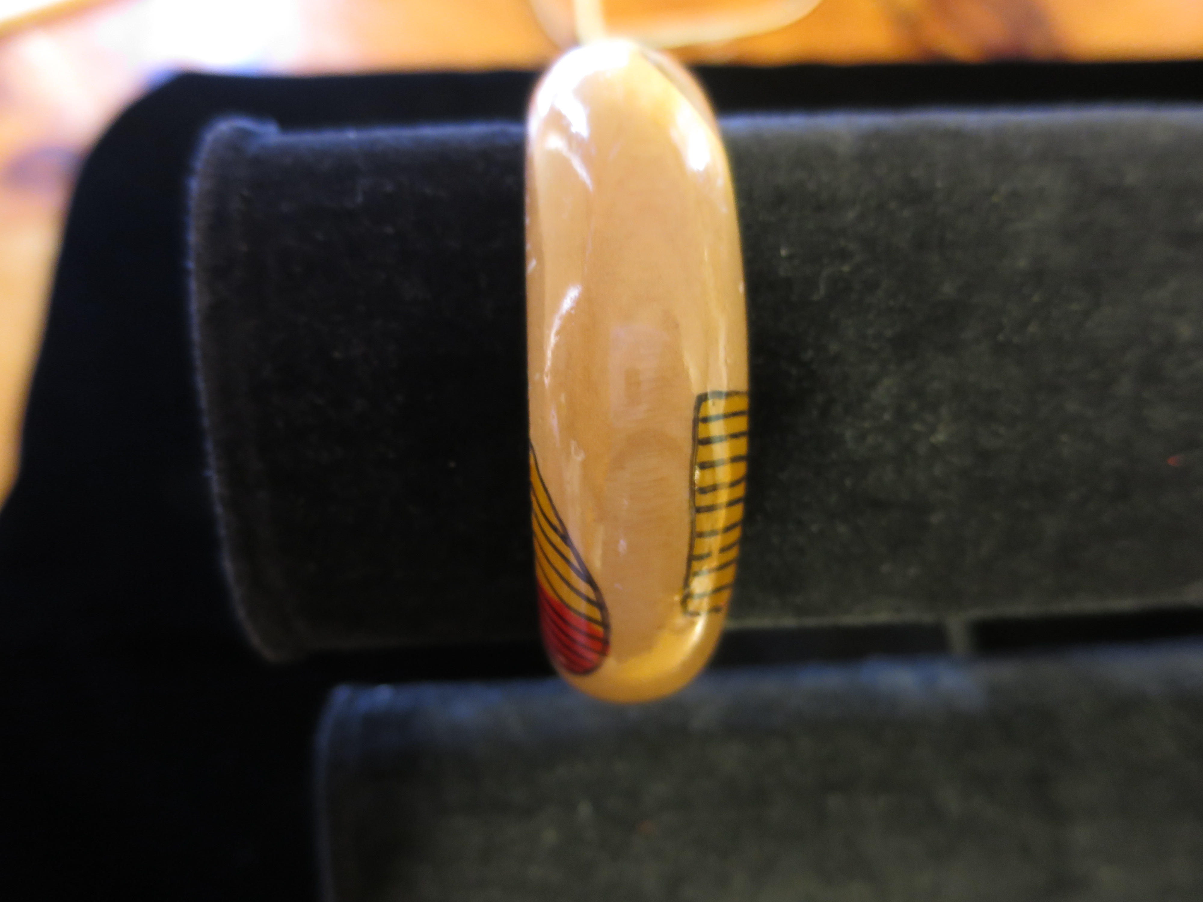 Vintage Wooden Bracelet Abstract Painted