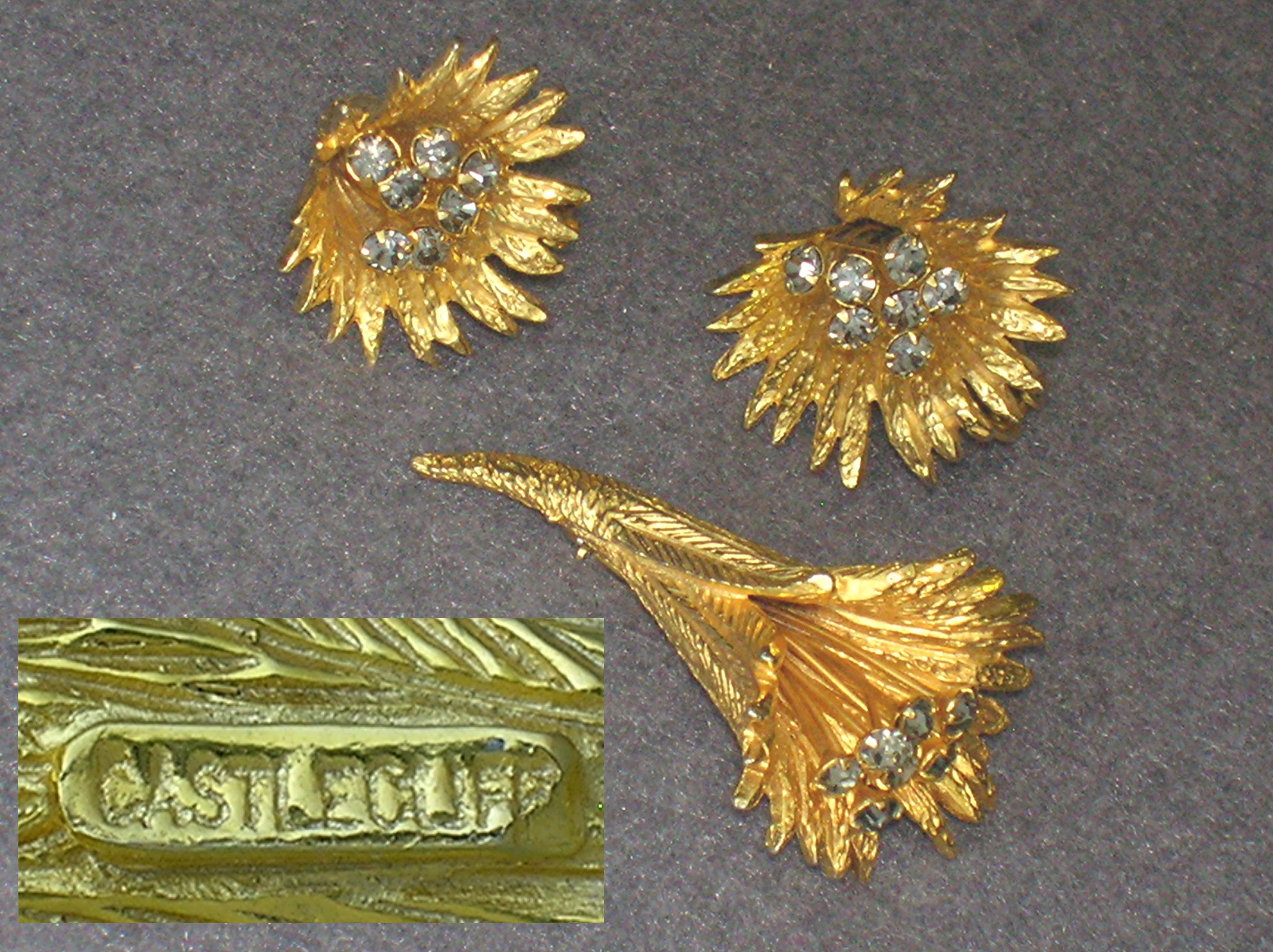 Earrings Castlecliff Gold  Crystal Brooch and Clip