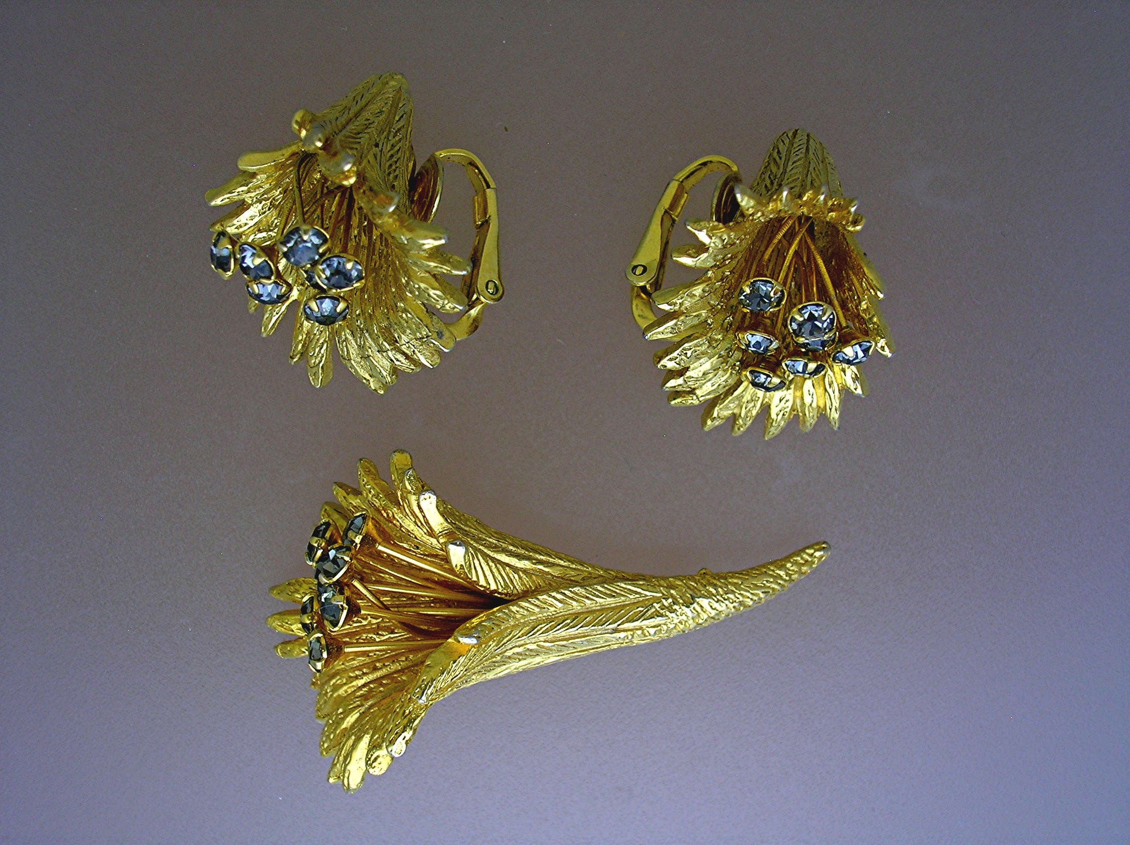 Earrings Castlecliff Gold  Crystal Brooch and Clip