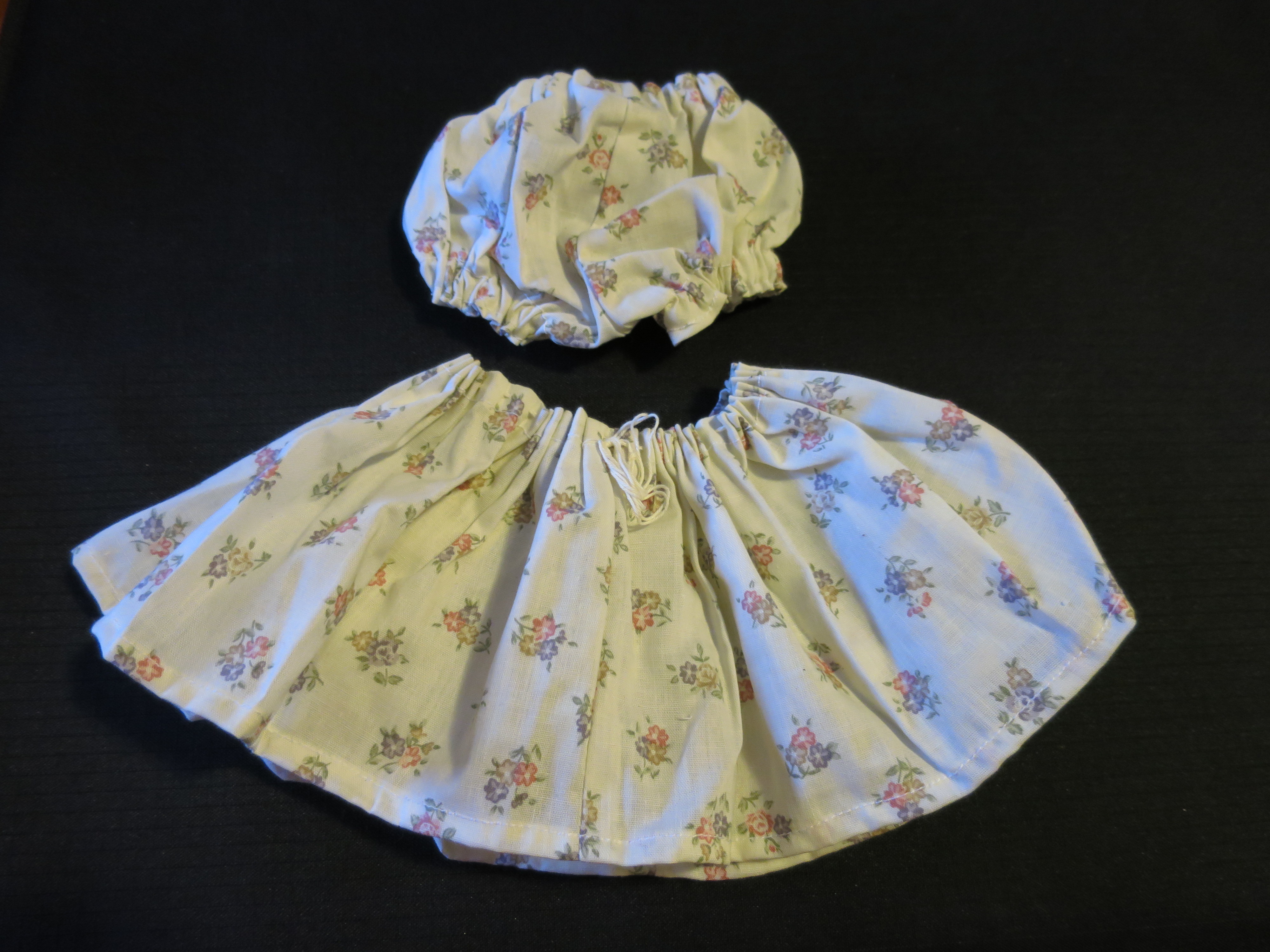 Doll Skirt and Panties Under Pants hand made Floral 1970s