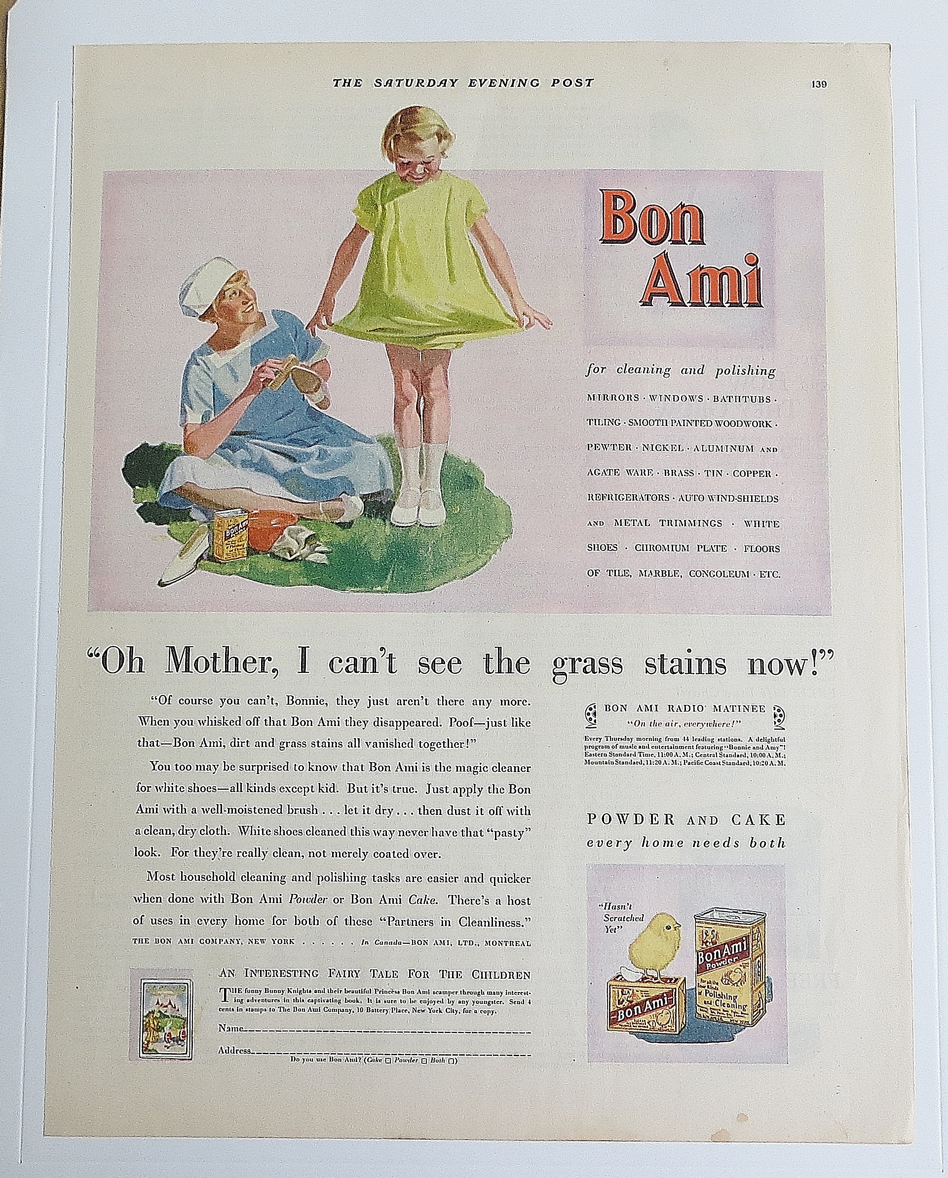1930 Bon Ami With Mom & Girl Looking At Her Dress