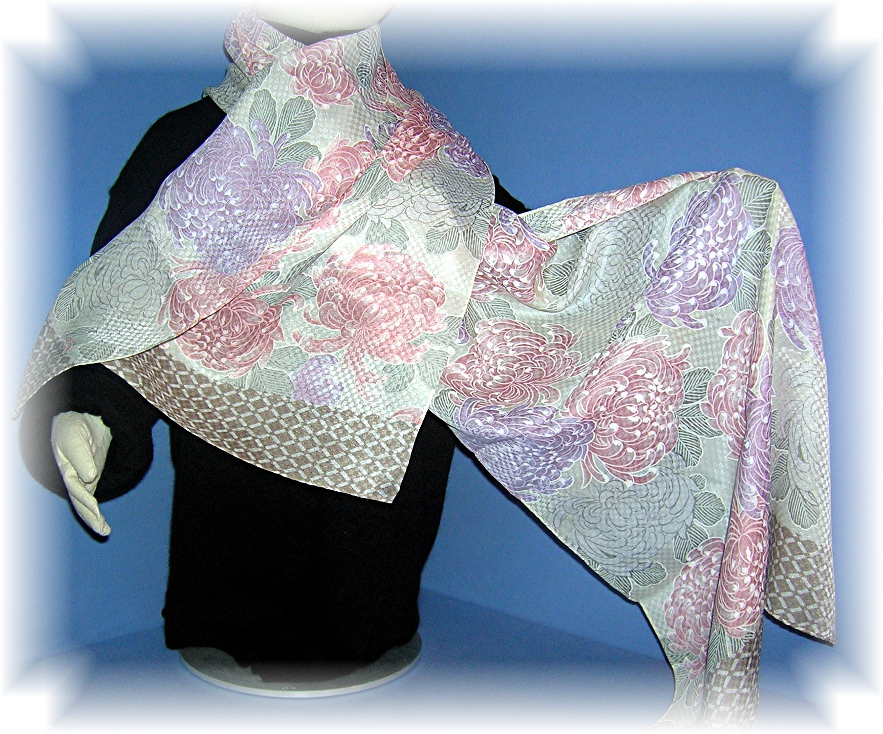 100% Silk Pink Lavender Tan Scarf ECHO