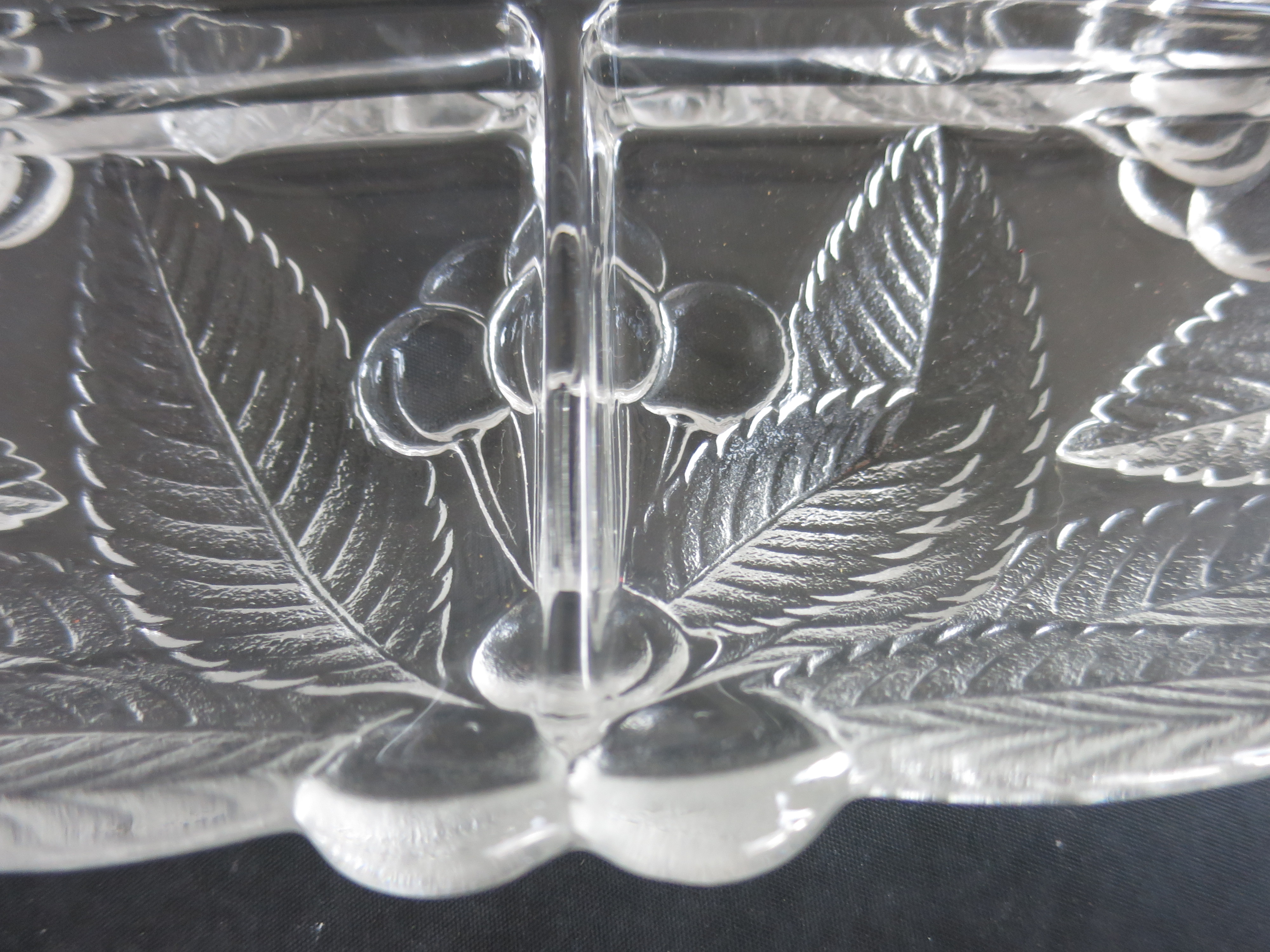 Crystal Holly Berry Divided Serving Dish