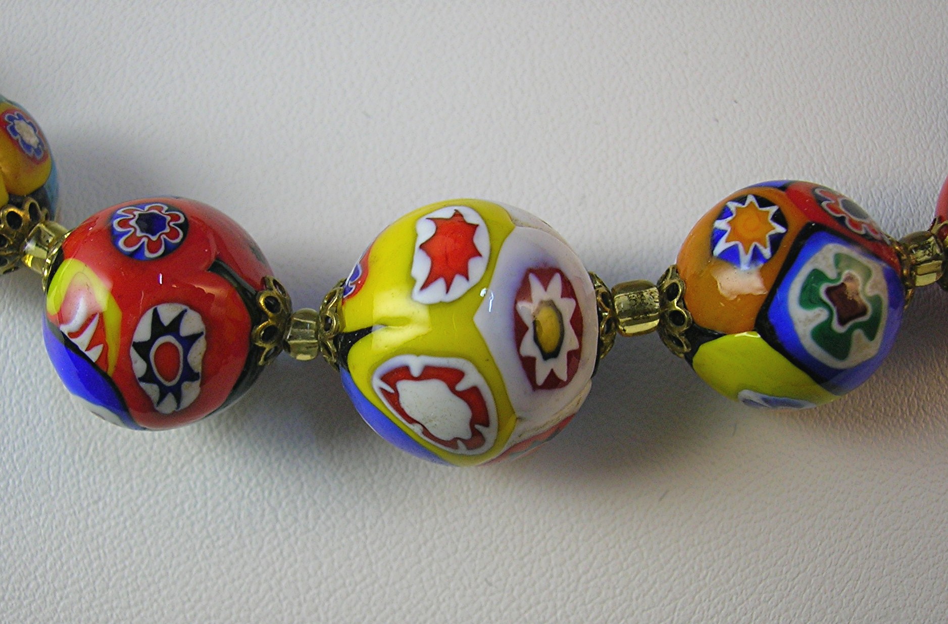Necklace Millafiore Beaded  Italian Multi colored