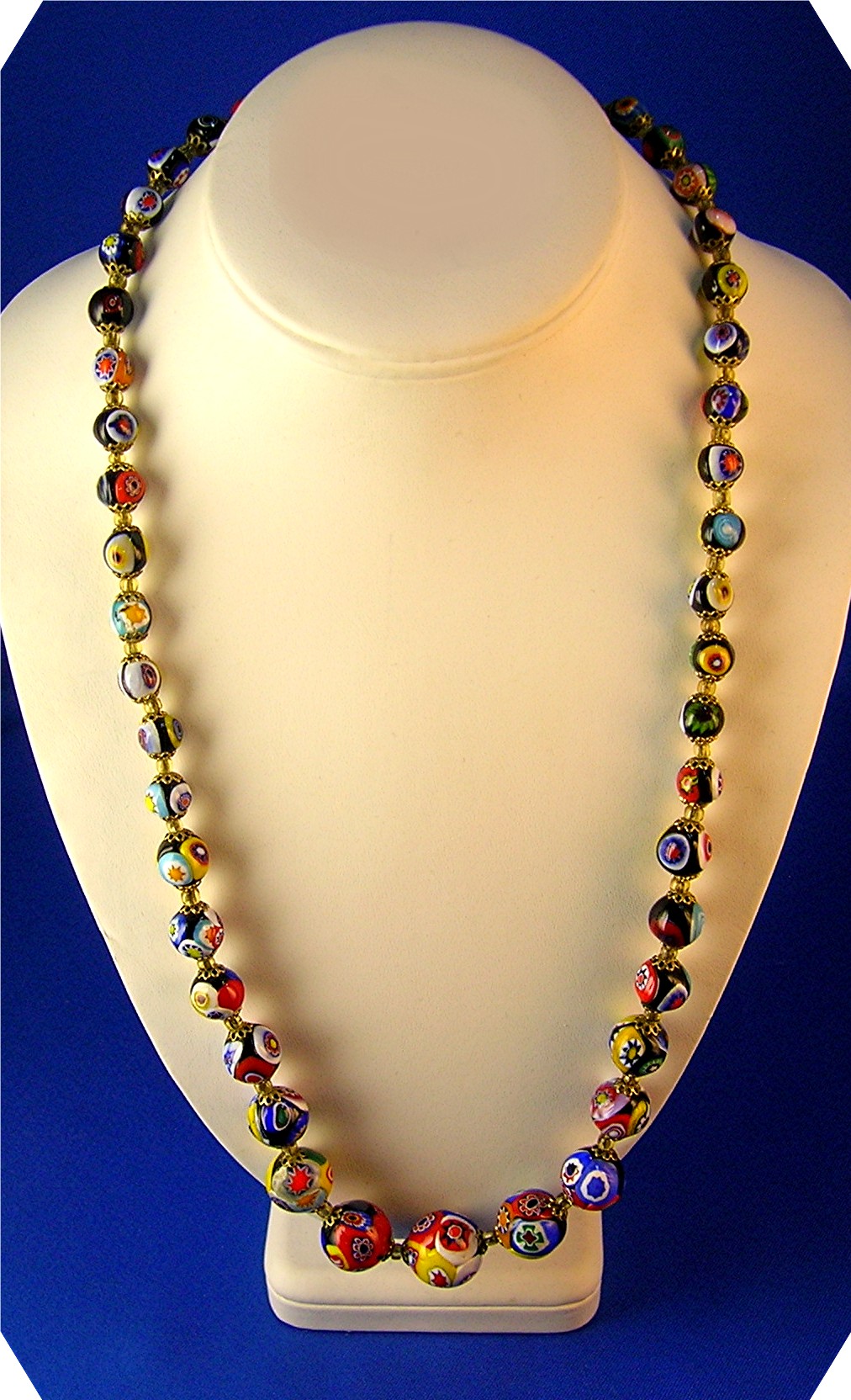 Necklace Millafiore Beaded  Italian Multi colored
