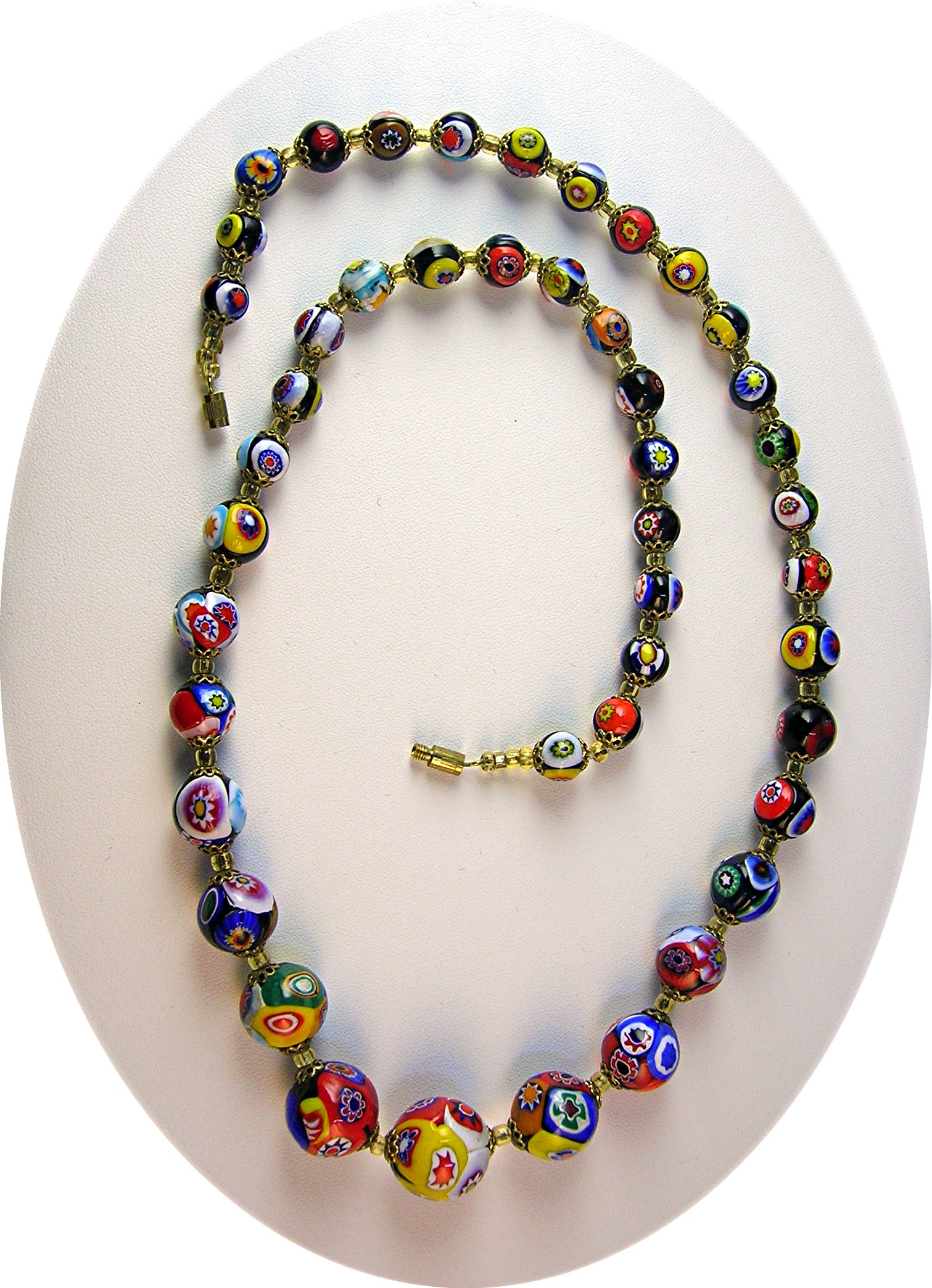 Necklace Millafiore Beaded  Italian Multi colored