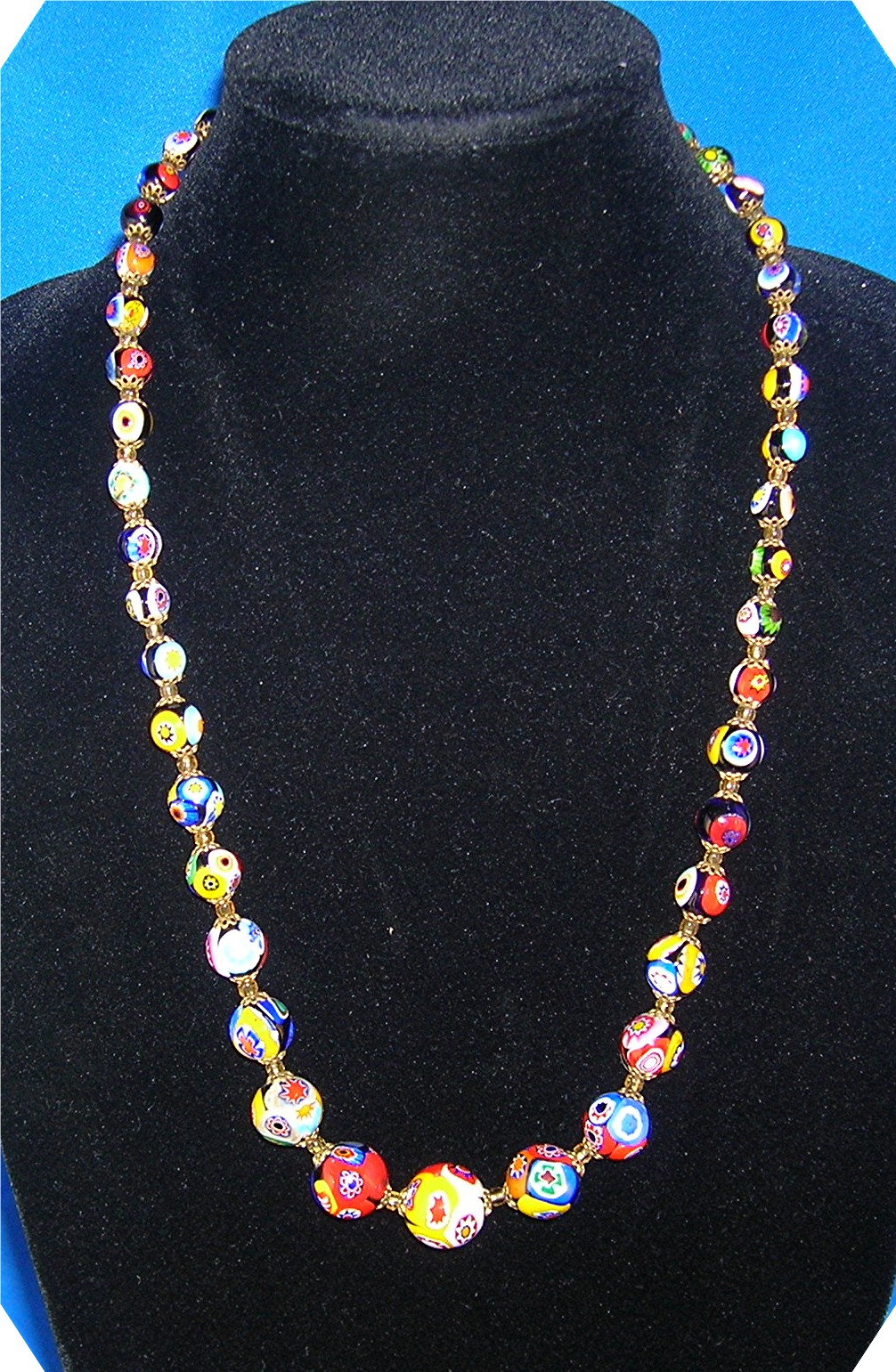 Necklace Millafiore Beaded  Italian Multi colored