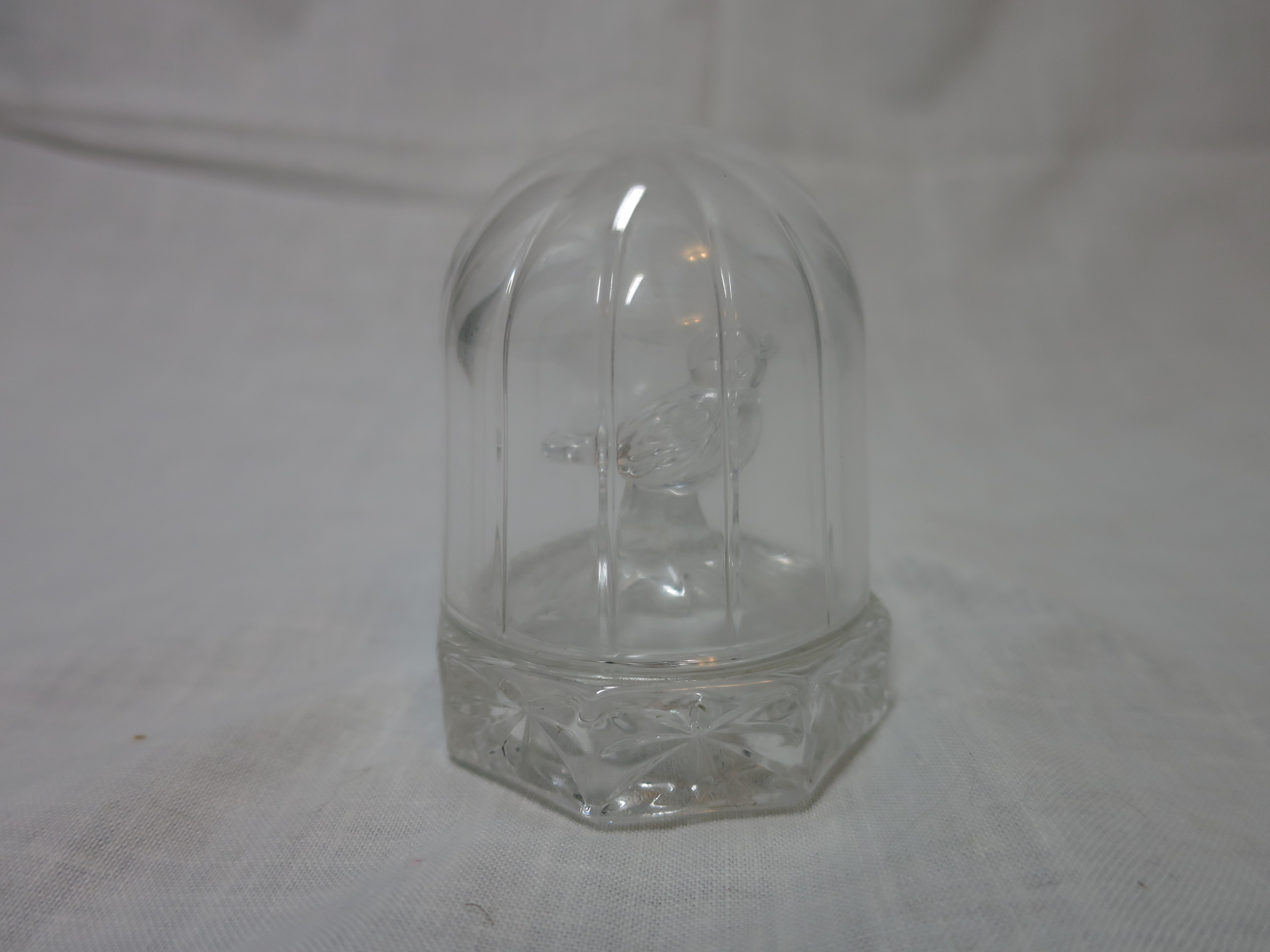 Crystal Bird in Bird Cage Figurine