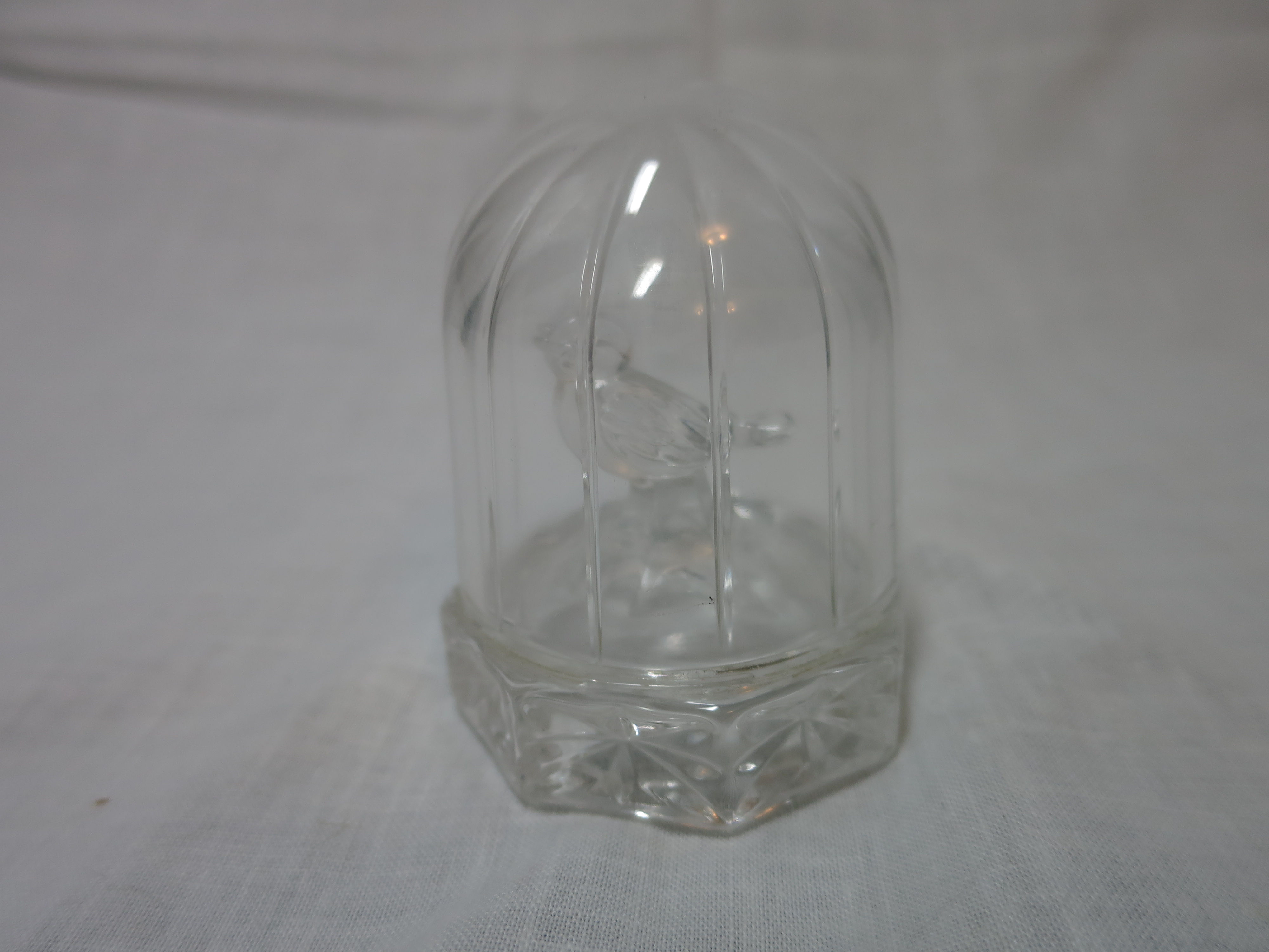 Crystal Bird in Bird Cage Figurine