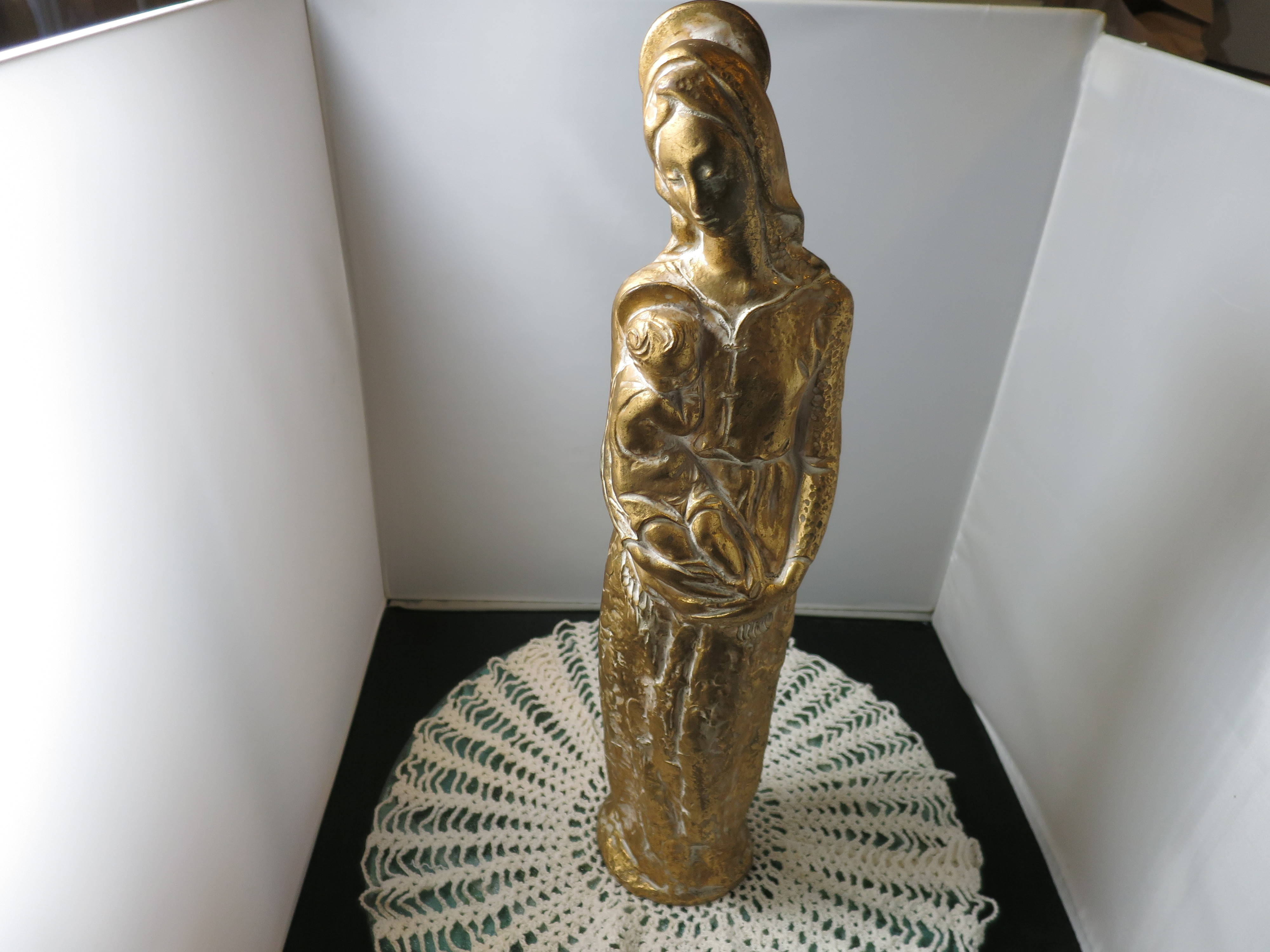 A. Miniati Mary holding Infant Jesus Prague Sculpture Rare signed